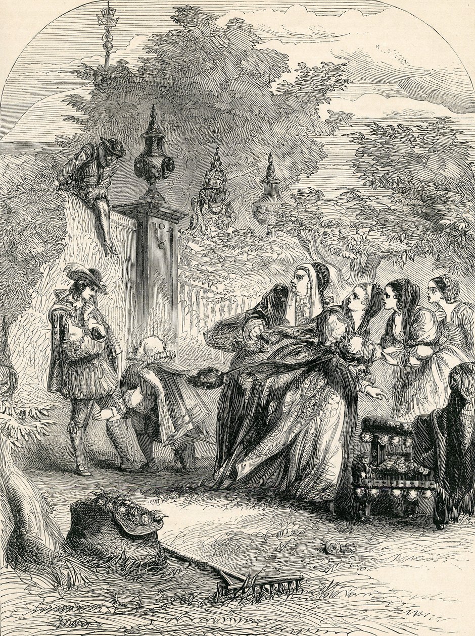Prins Charles overrasker infantaen i Orchard, 1800-tallet af English School
