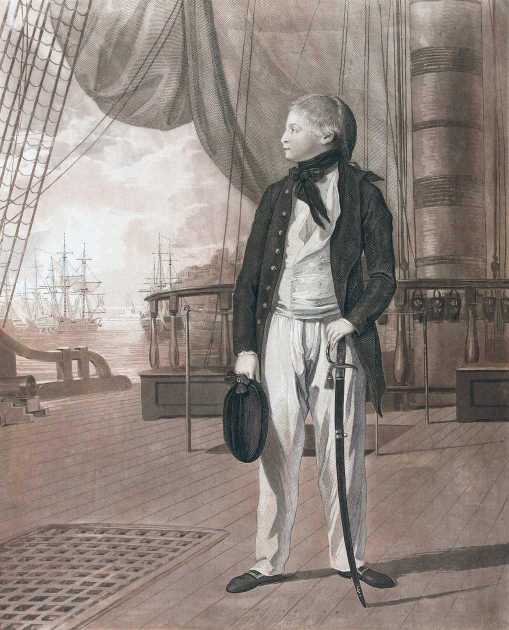 Prins William Henry som midtskibsmand Senere kong William IV af English School
