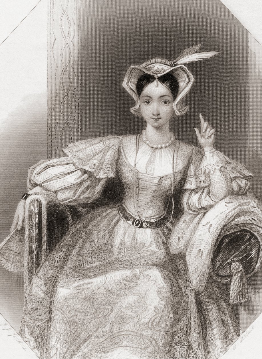 Prinsessa Katherine William Shakespearen "Kuningas Henry V:stä", kuvitus "Shakespeare Gallerysta", n. 1840 (kaiverrus) af English School