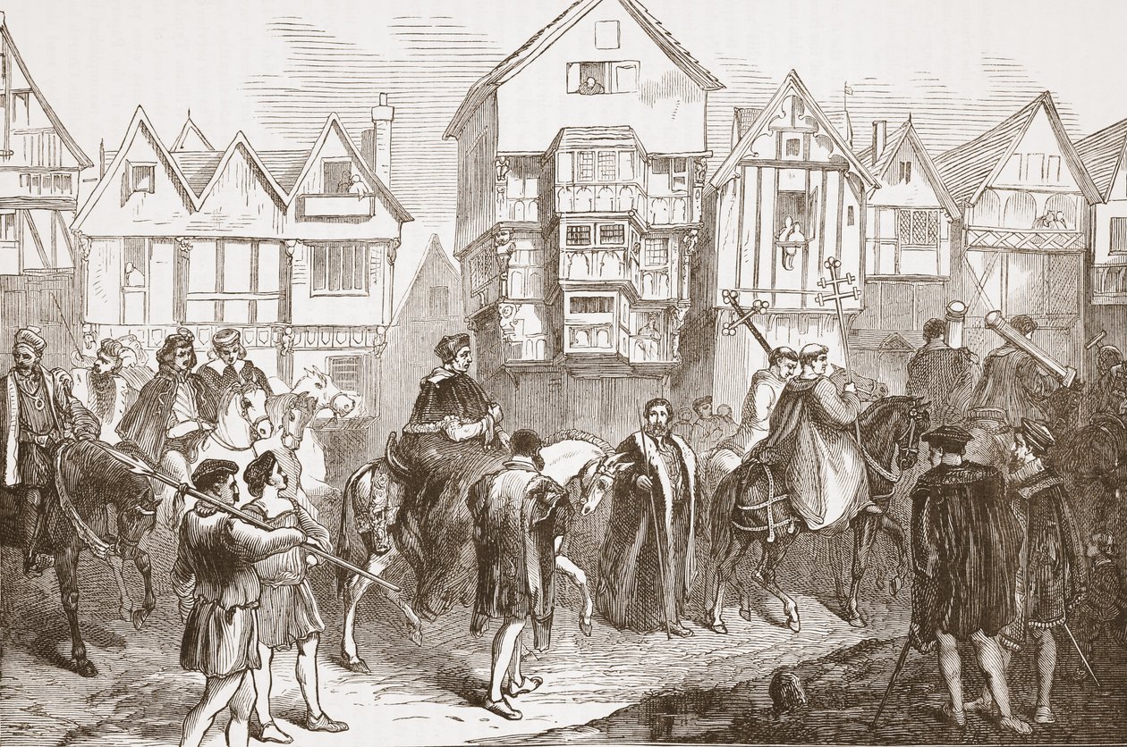 Procession af Wolsey til Westminster Hall, illustration fra The History of Protestantism af James Aitken Wylie (1808-1890), pub. 1878 af English School