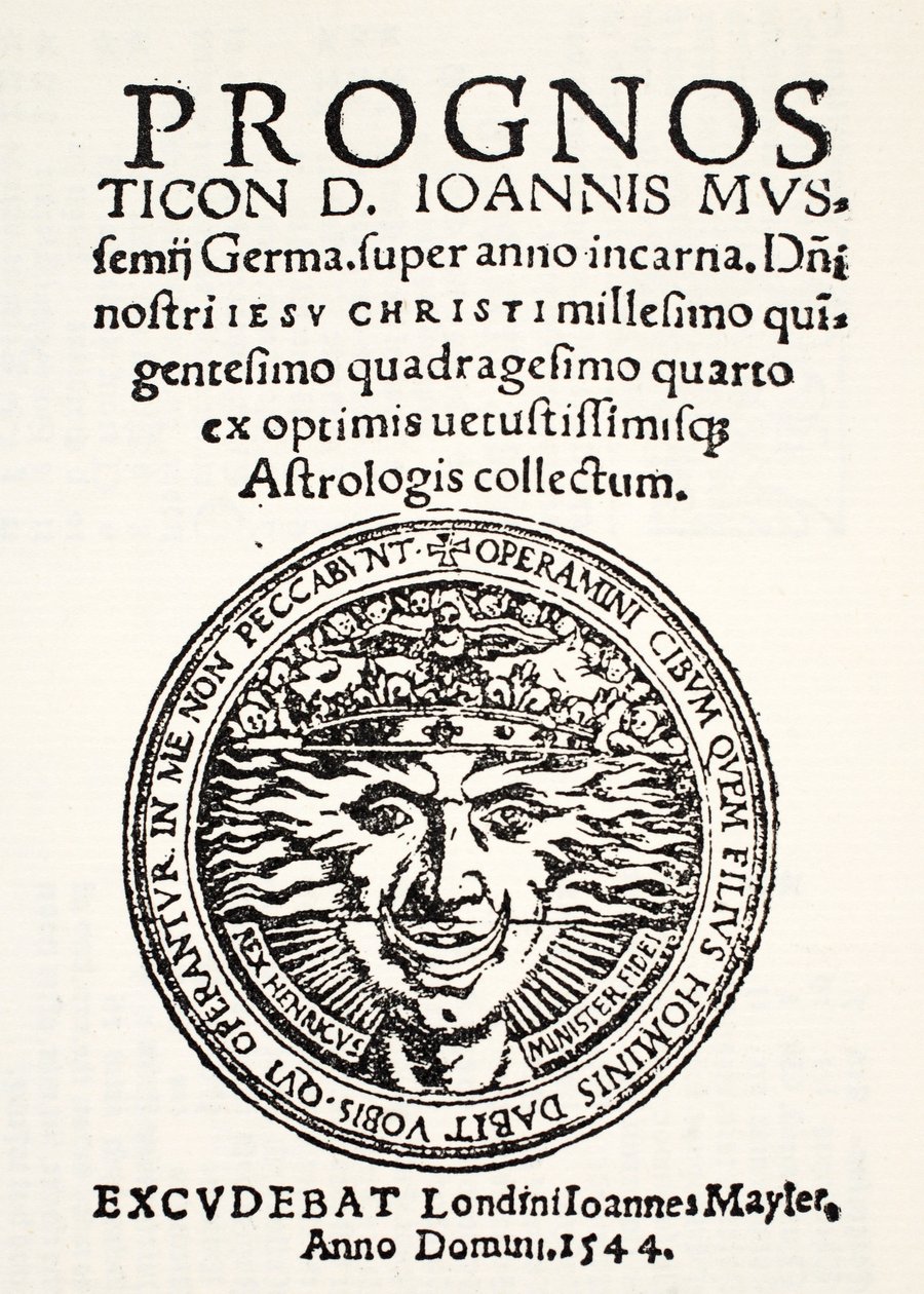 Prognosticering for 1544, af Jo. Mussemius, trykt af J. Mayler, 1544 af English School