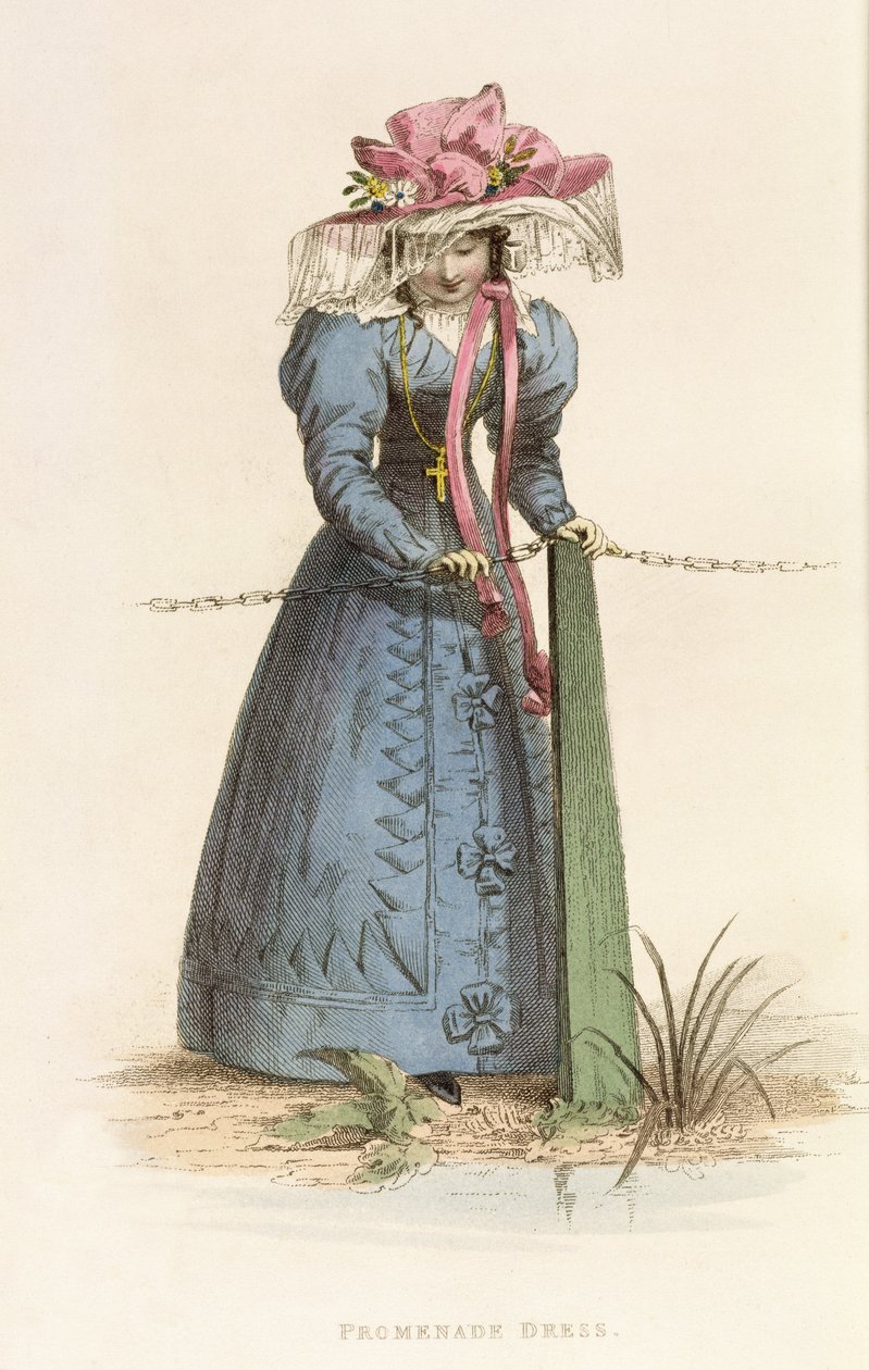 Promenadekjole, modetallerken fra Ackermanns Kunstdepot, ca. 1825 af English School