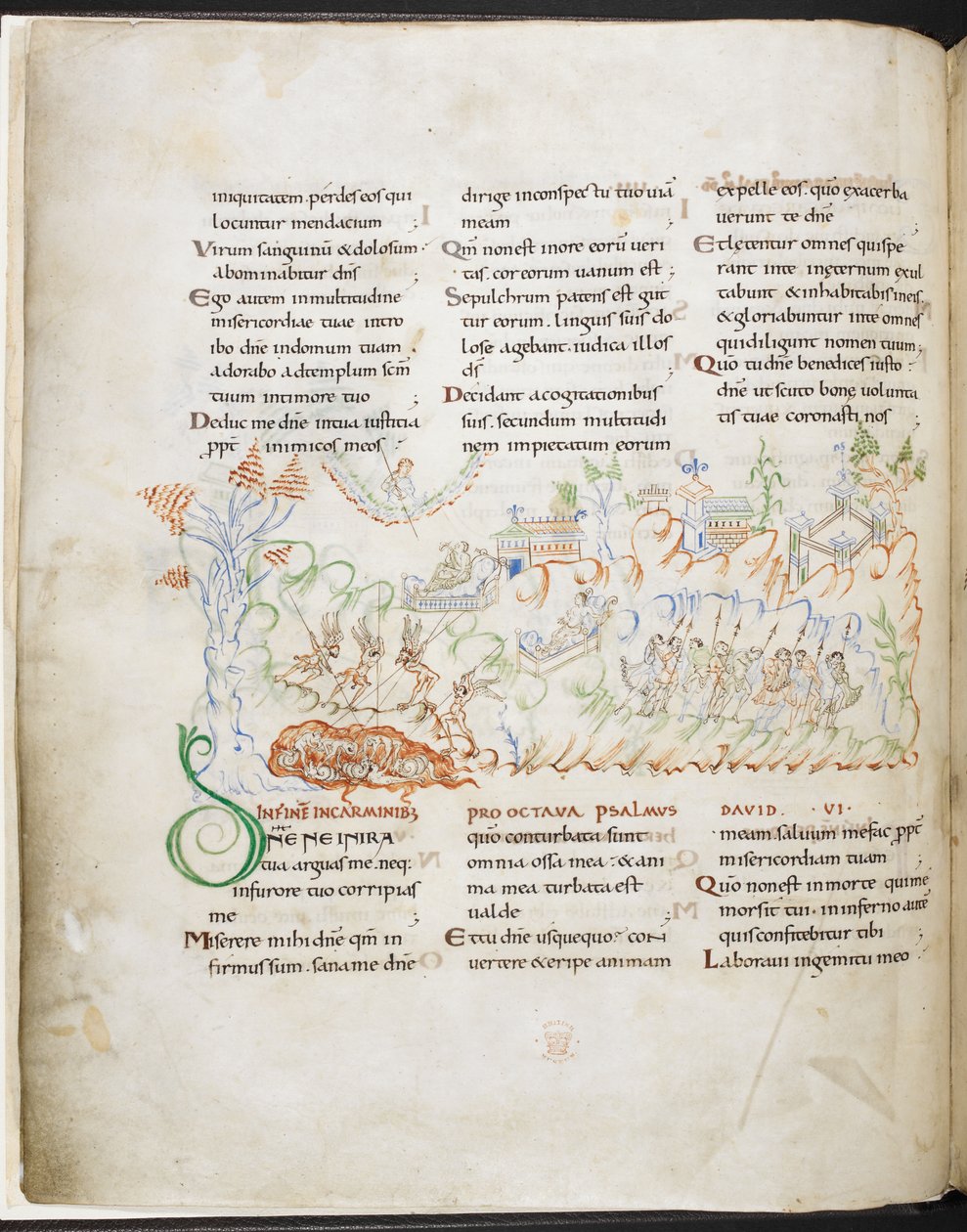 Salme 6 fra Harley Psalter, Harley MS 603 f.3v af English School