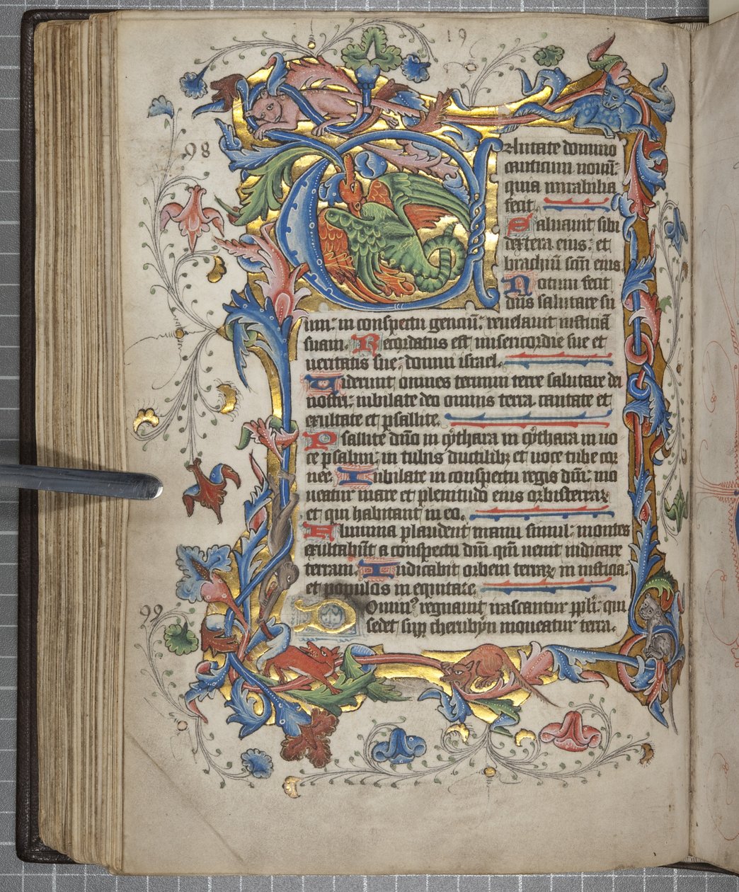 Psalter med Sarum brugskalender, Fol 72 verso, ca. 1425-75 (blæk, maling & guld på vellum) af English School