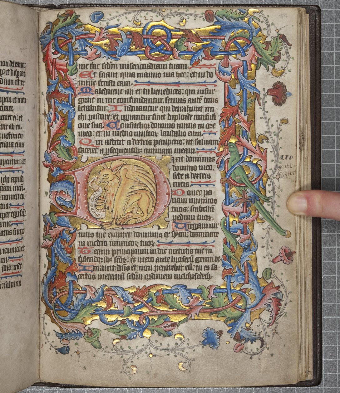 Psalter med Sarum brugskalender, Fol 82 recto, c.1425-75 (blæk, maling & guld på vellum) af English School