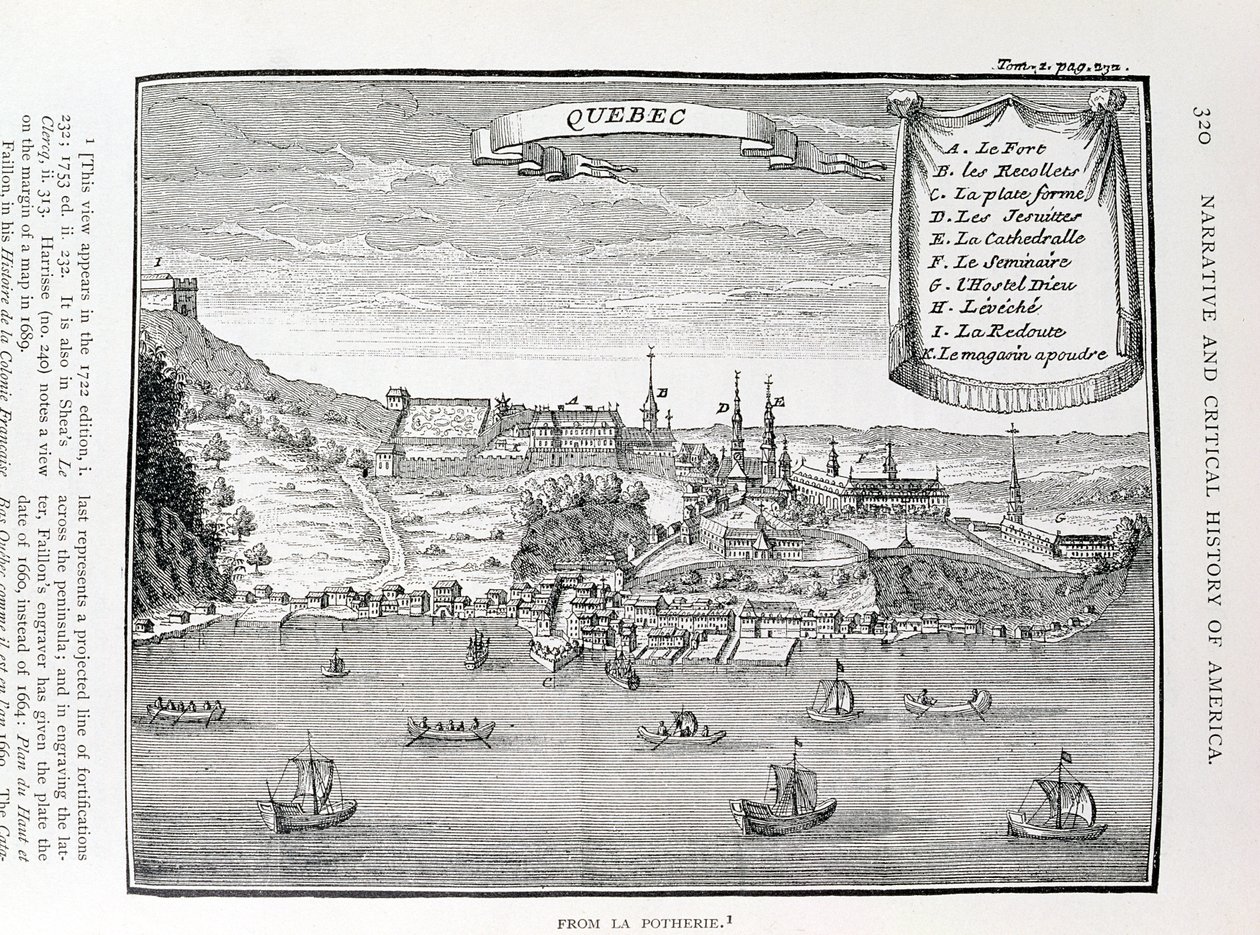 Quebec, efter La Potherie (1663-1736), illustration fra bind IV af 