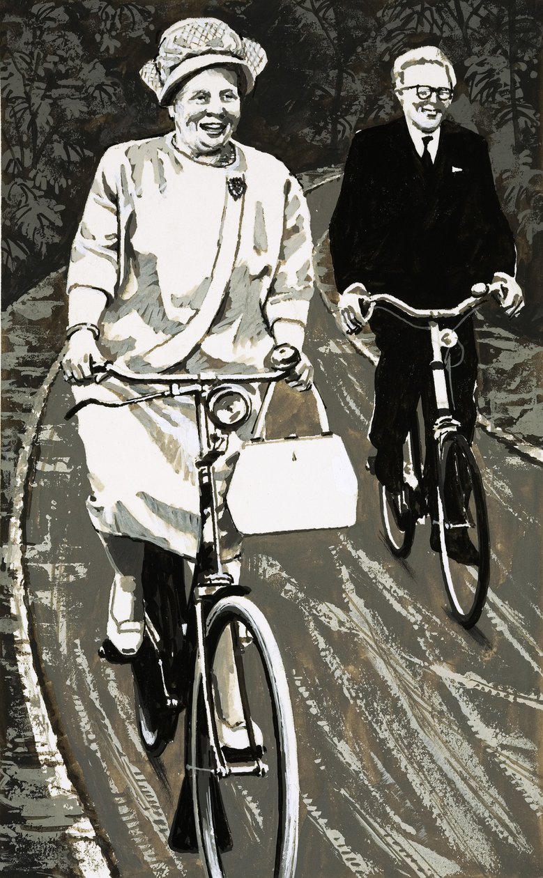 Dronning Juliana af Holland på cykel af English School