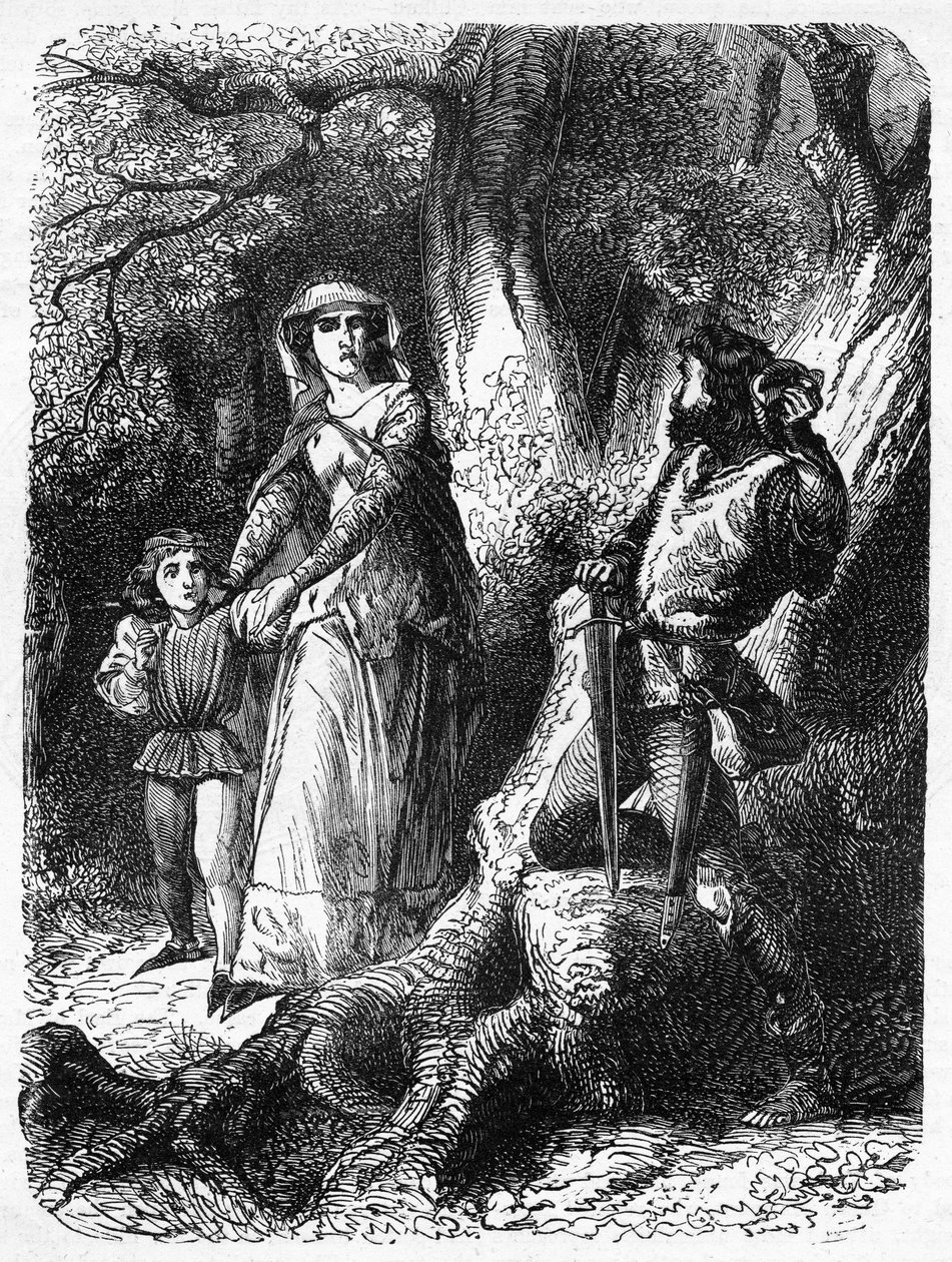 Dronning Margaret og røveren af Hexham, illustration fra 
