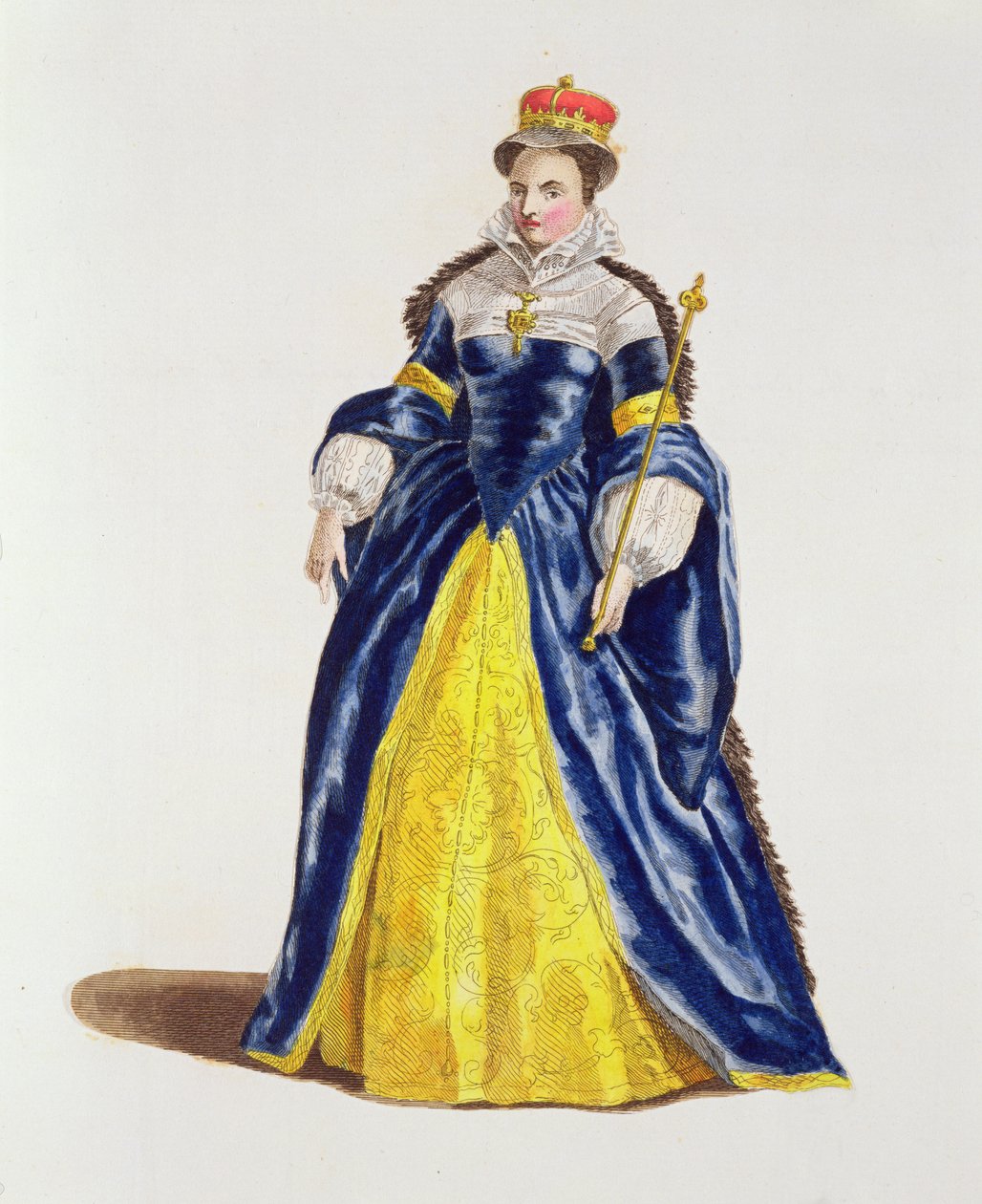 Dronning Mary I (1516-58) af England i 1554 (farvet gravering) af English School