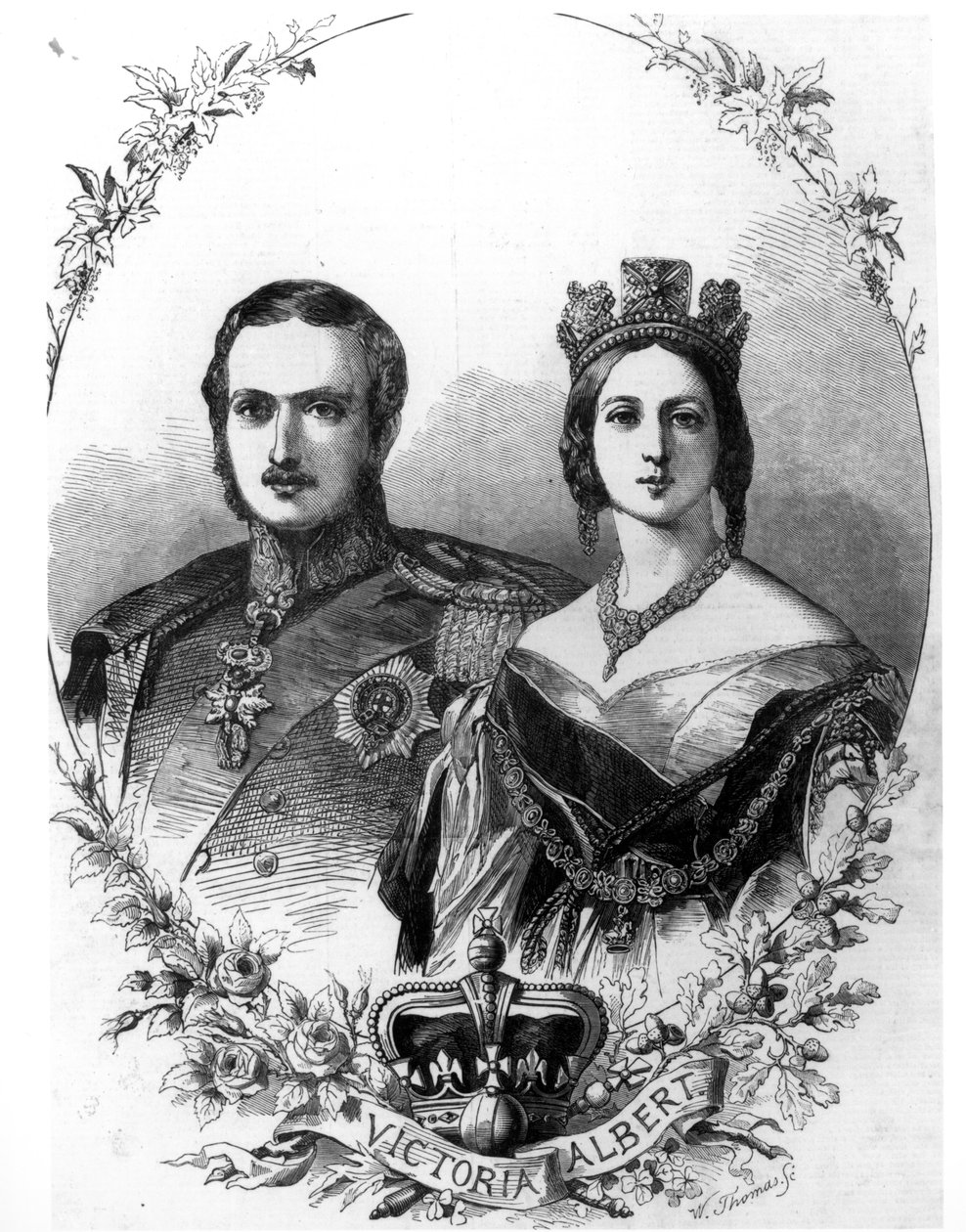 Dronning Victoria (1819-1901) og Prins Albert (1819-61) graveret af W. Thomas, 1844 af English School