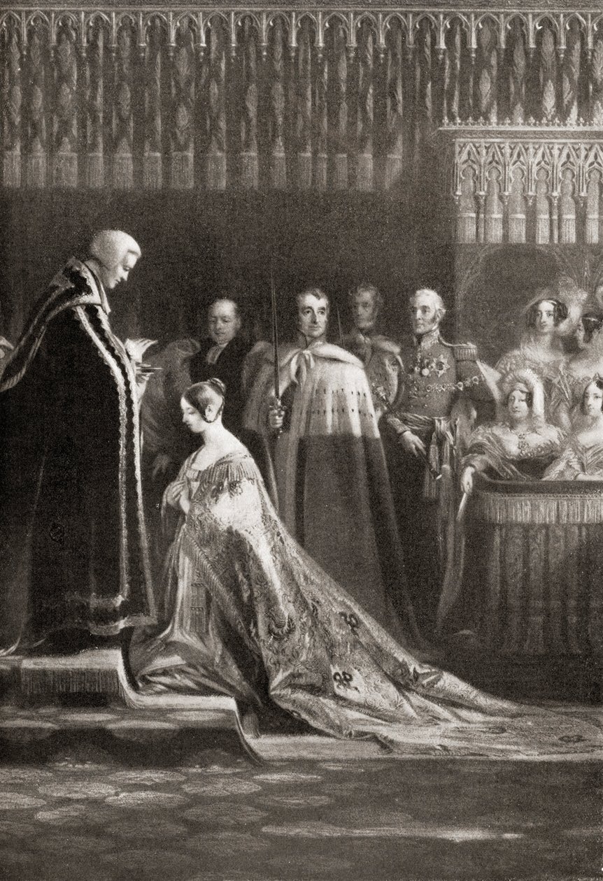 Dronning Victoria (1819-1901) modtog det hellige sakramente efter sin kroning af English School