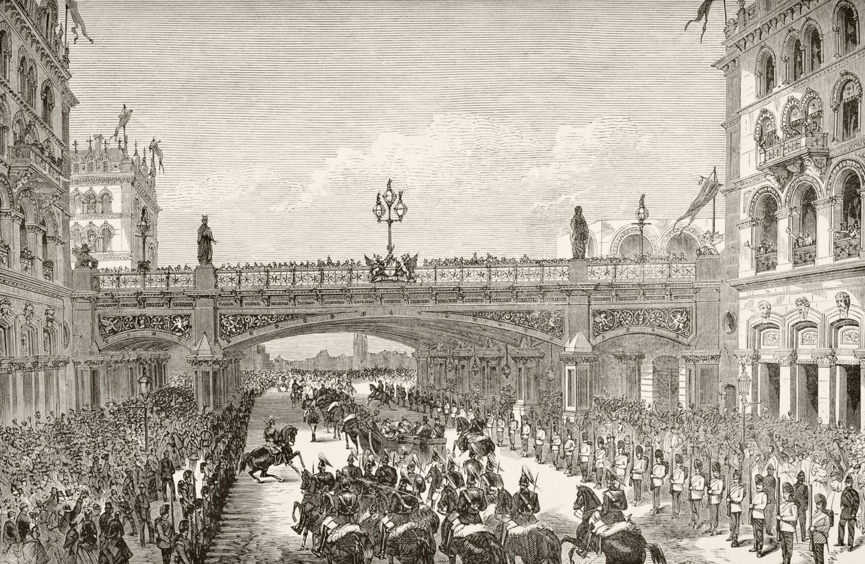 Dronning viktoriansk åbning Holborn Viaduct i 1869, fra 