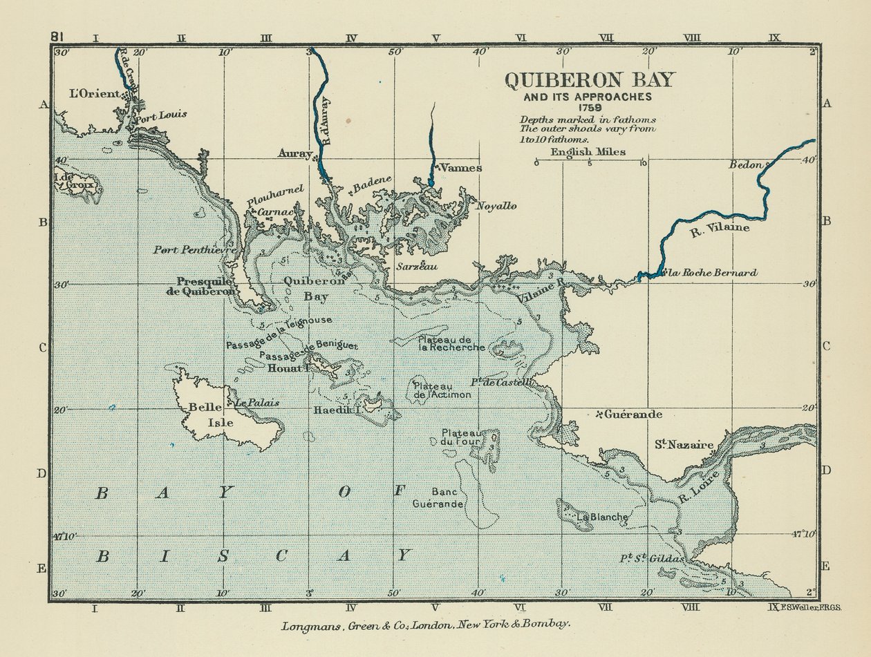 Quiberon-bugten og dens indsejlinger (farvelitografi) af English School