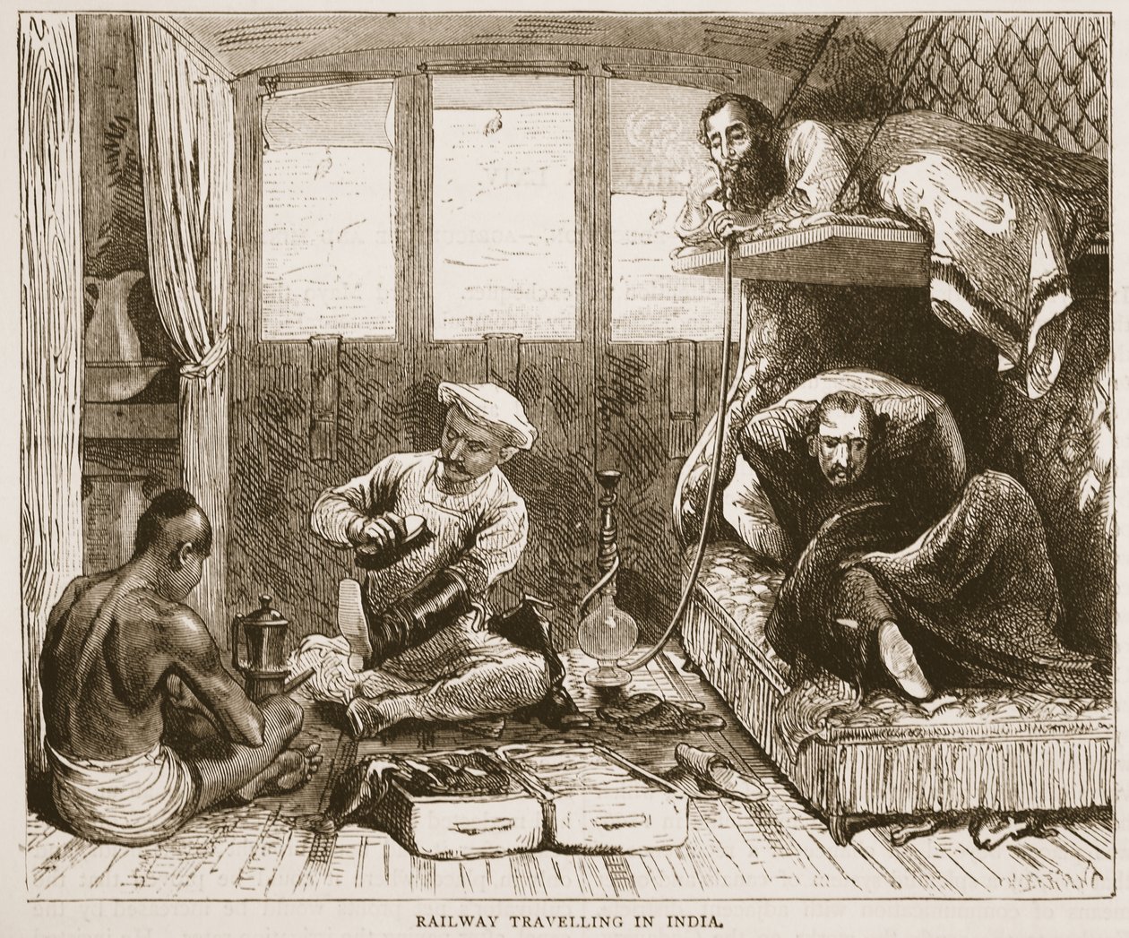 Railway Travelling in India, illustration fra Cassells Illustrated History of England af English School