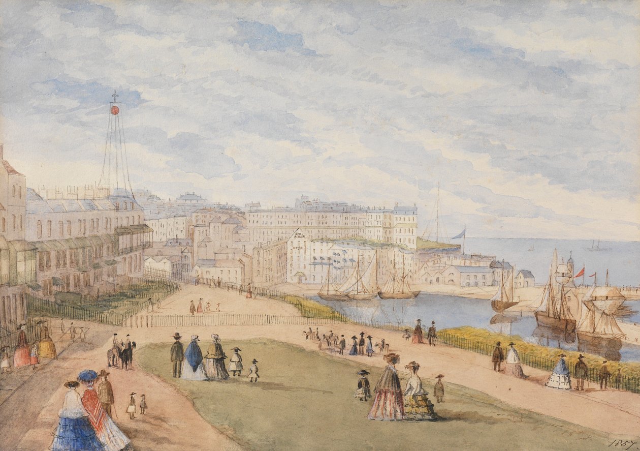 Ramsgate, West Cliff, 1857 (wc på papir) af English School