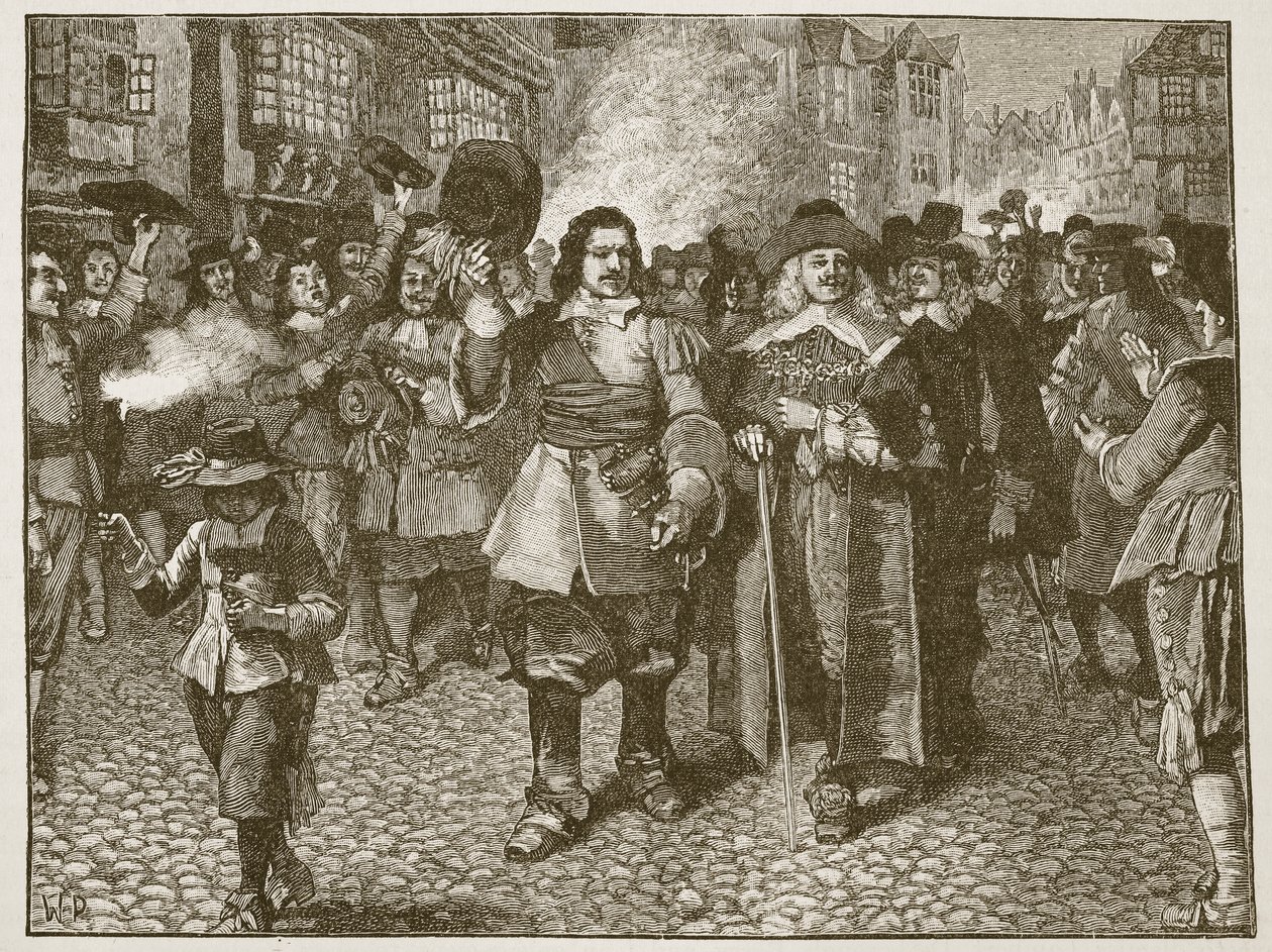 Modtagelse af Monck i City of London, illustration fra Cassells Illustrated History of England (sepia foto) af English School