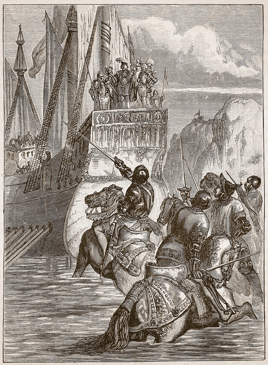 Modtagelse af kejser Sigismund, illustration fra Cassells Illustrated History of England (sepia foto) af English School