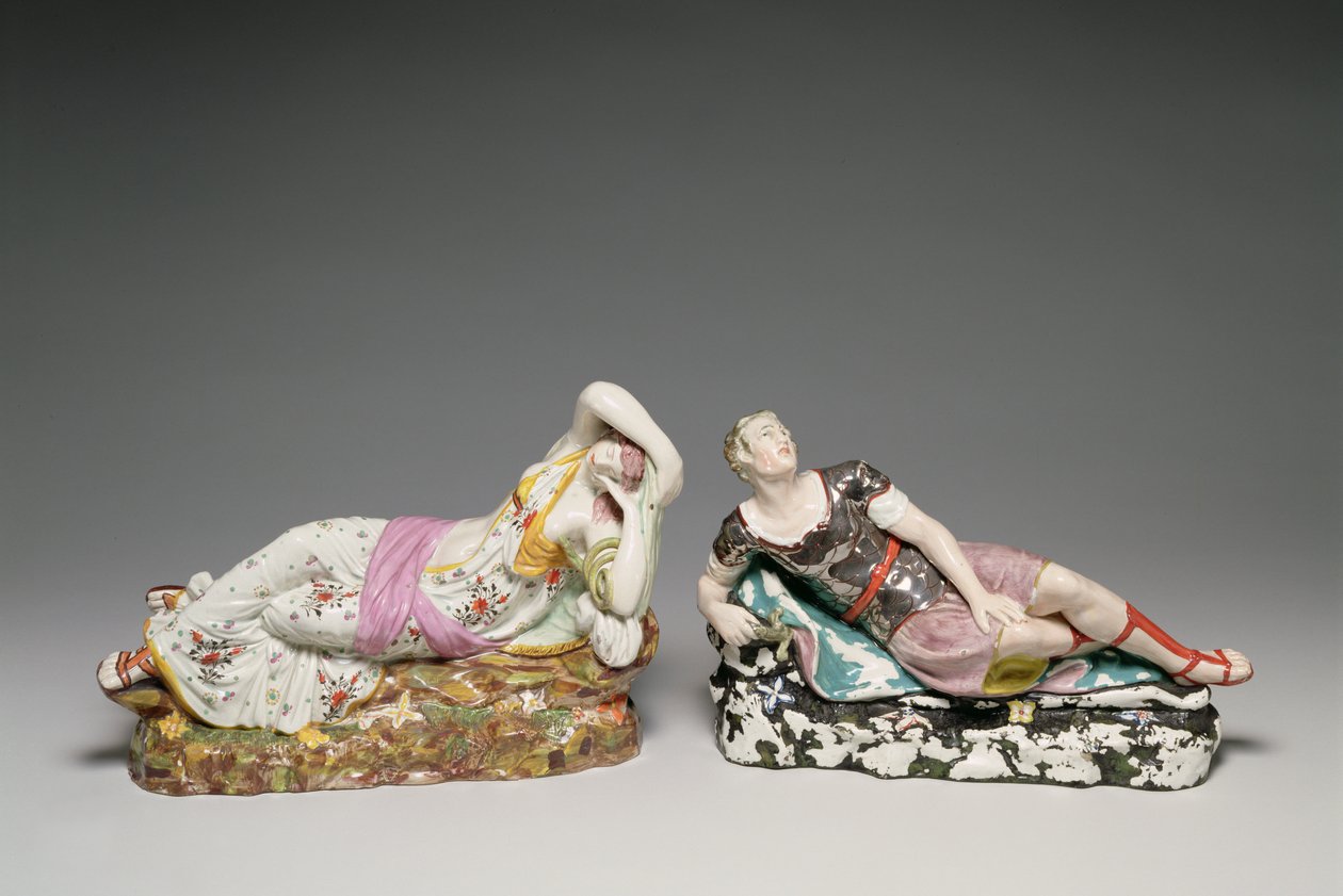 Liggende figurer af Cleopatra (69-30 f.Kr.) og Mark Antony (ca. 82-30 f.Kr.), Staffordshire, ca. 1810-20 (perletøj) af English School