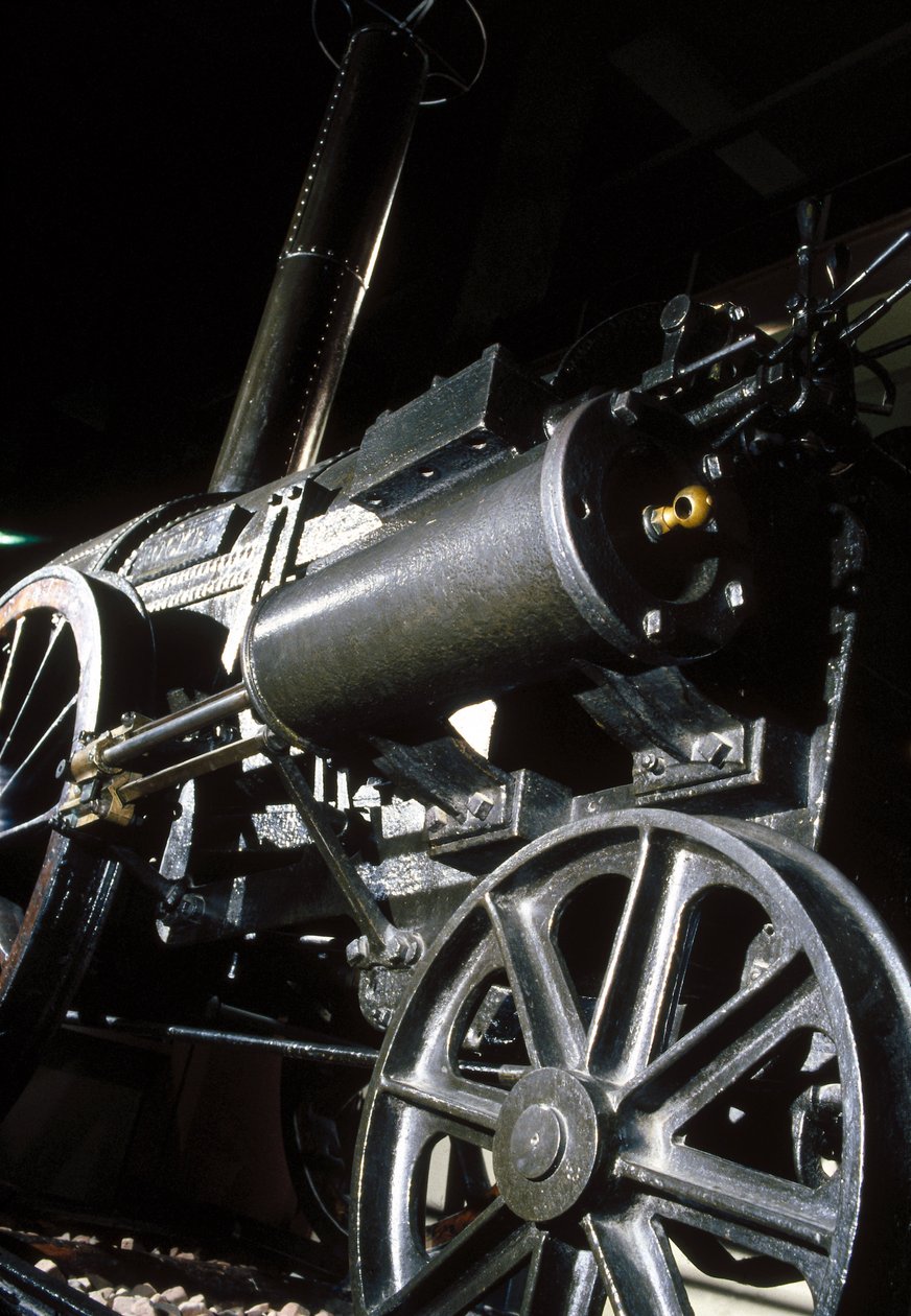 Rester af Stephensons Rocket, 1829 (metal) (detaljer) af English School