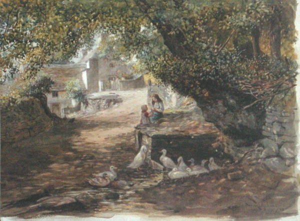 Resting in the Shade, ca. 1880 (akvarel på papir) af English School