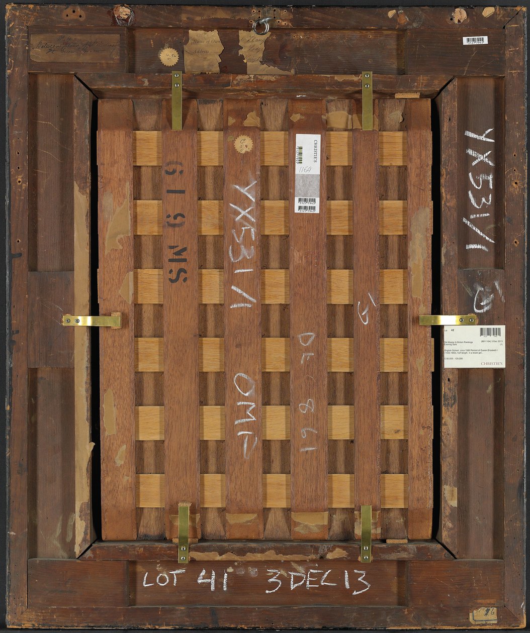 Bagsiden af Portræt af Dronning Elizabeth I, ca. 1580 (olie på panel) (se også 4073484 og 4073485) af English School