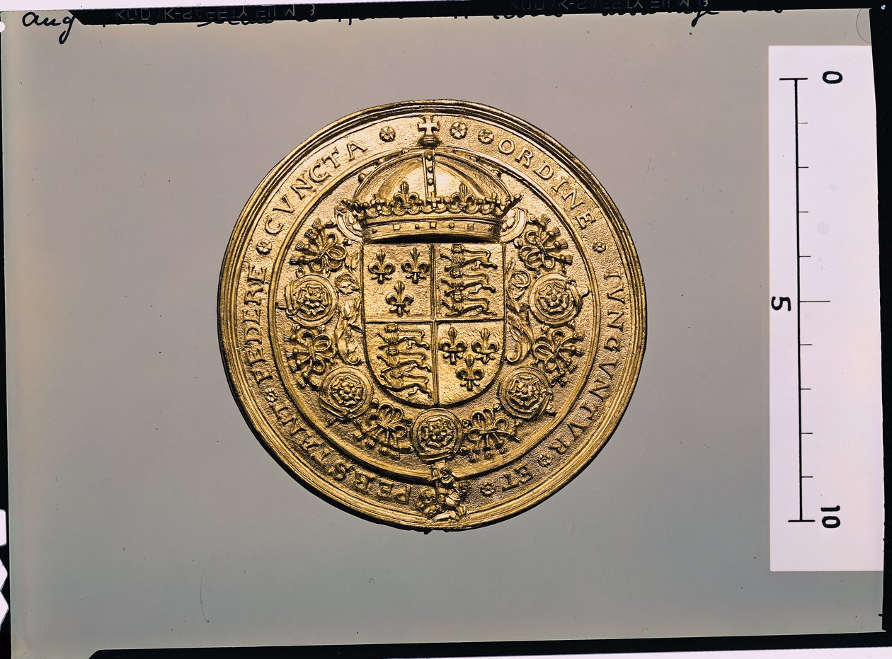 Bagsiden af Henrik VIIIs segl (1491-1547) (guld) (for forsiden se 183056) af English School