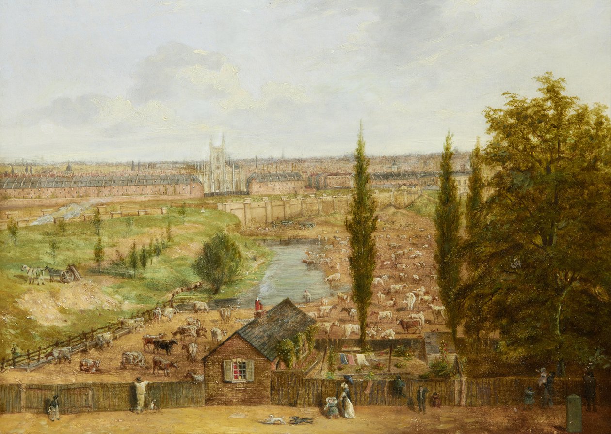Rhobess Farm i 1844 (nu Ampthill Square i Camden, London); bærer inskriptionen 
