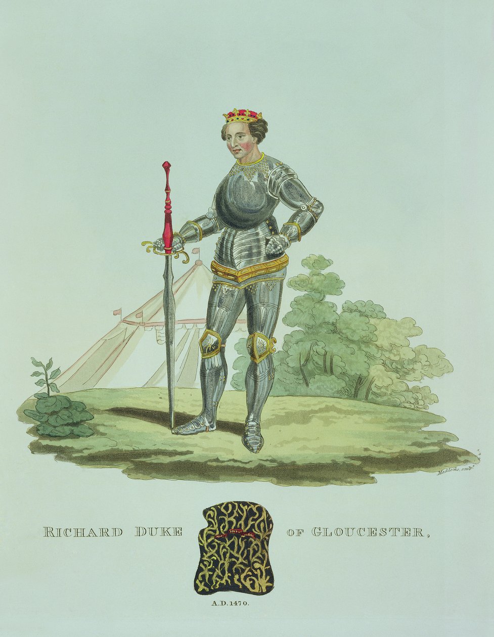 Richard III (1452-85) 1470, indgraveret af W. Maddocks, fra Ancient Armour af Samuel Rush Meyrick, 1824 af English School