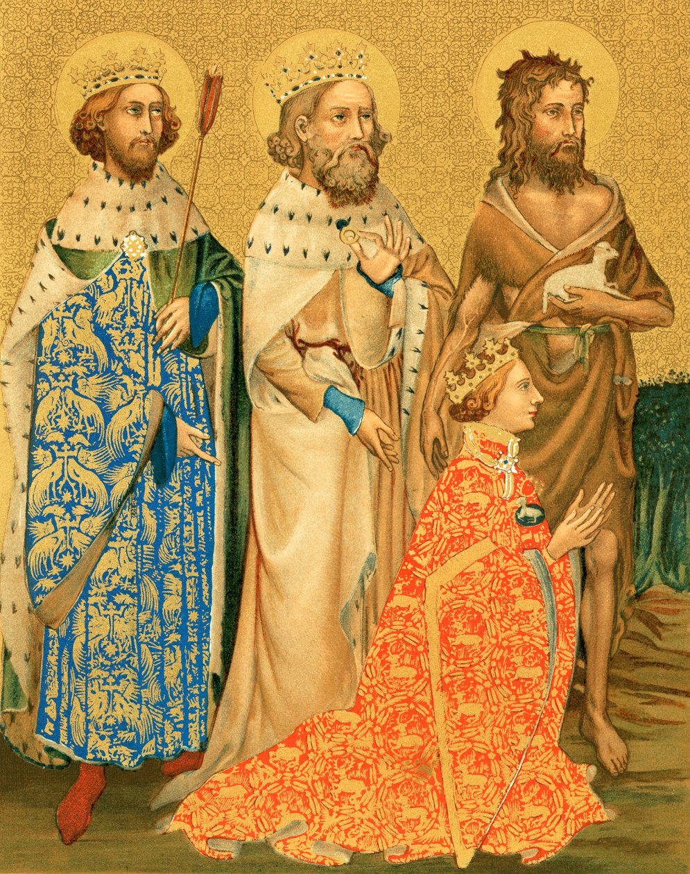 Richard II og hans skytshelgener (farvelitografi) af English School