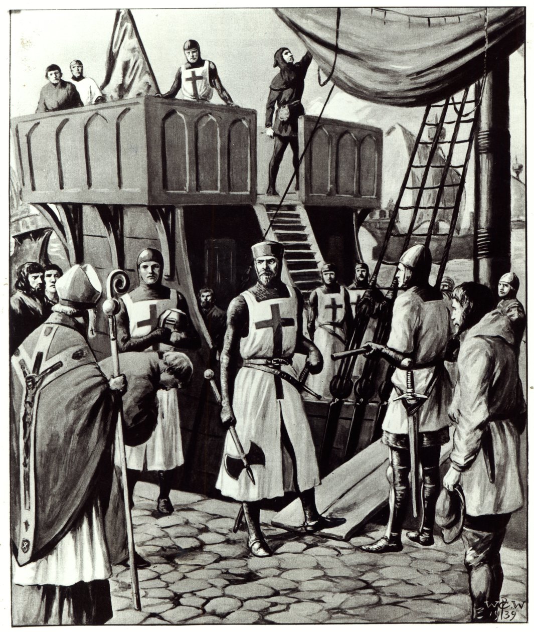 Richard I sætter sejl mod Det Hellige Land, 1939 af English School