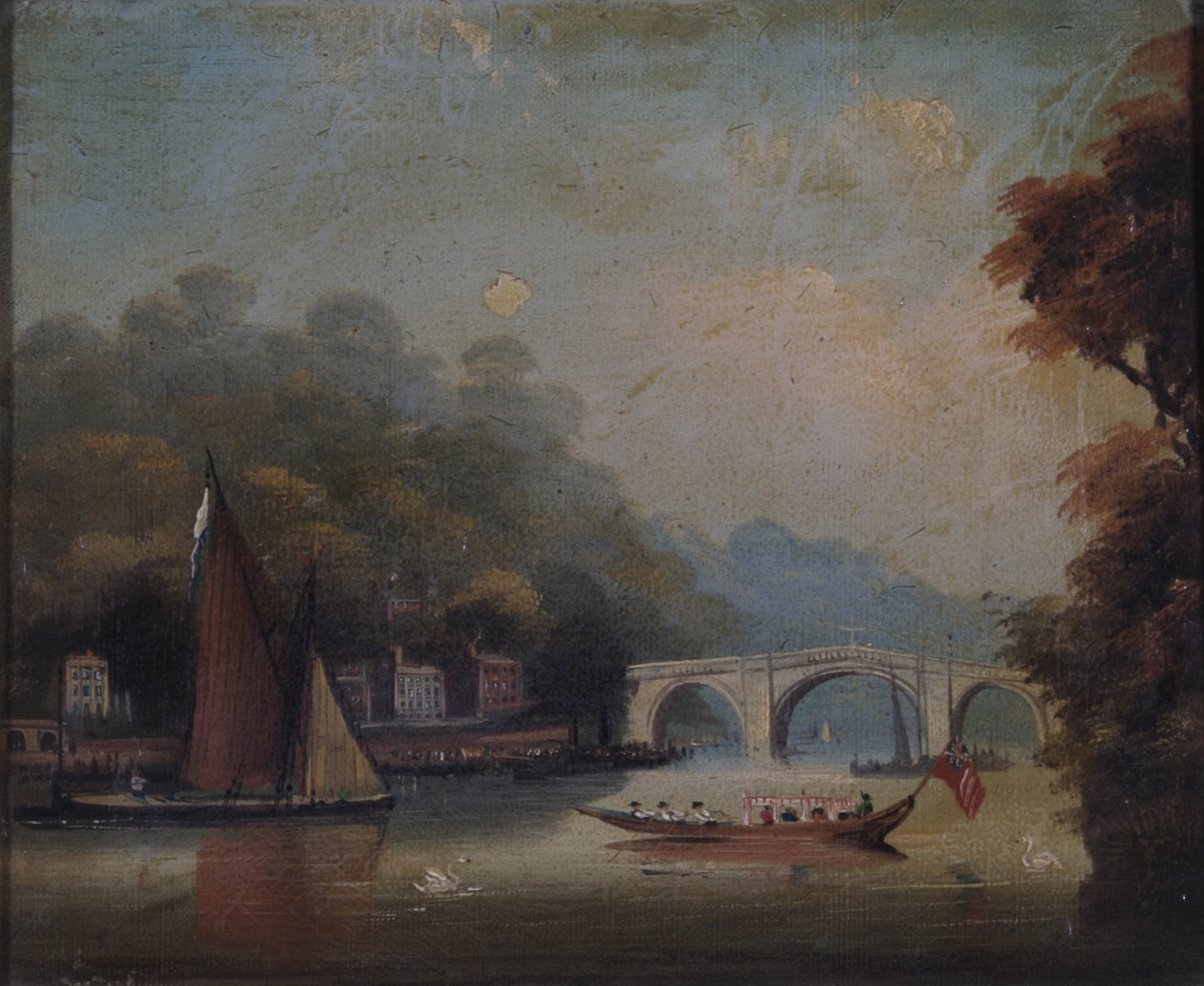 Richmond Bridge ser mod Twickenham, Middlesex af English School