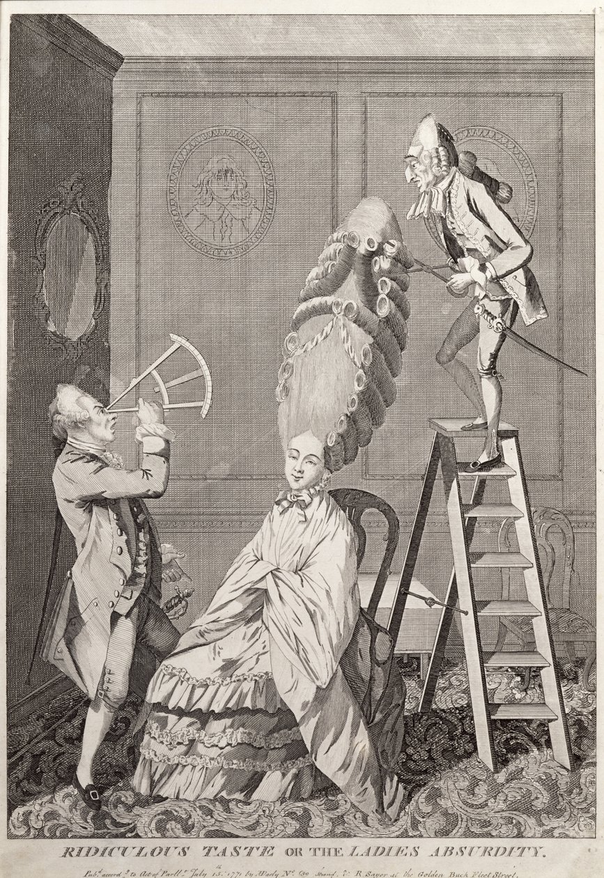 Ridiculous Taste or the Ladies Absurdity, pub. af A. Darly, London, 1771 af English School