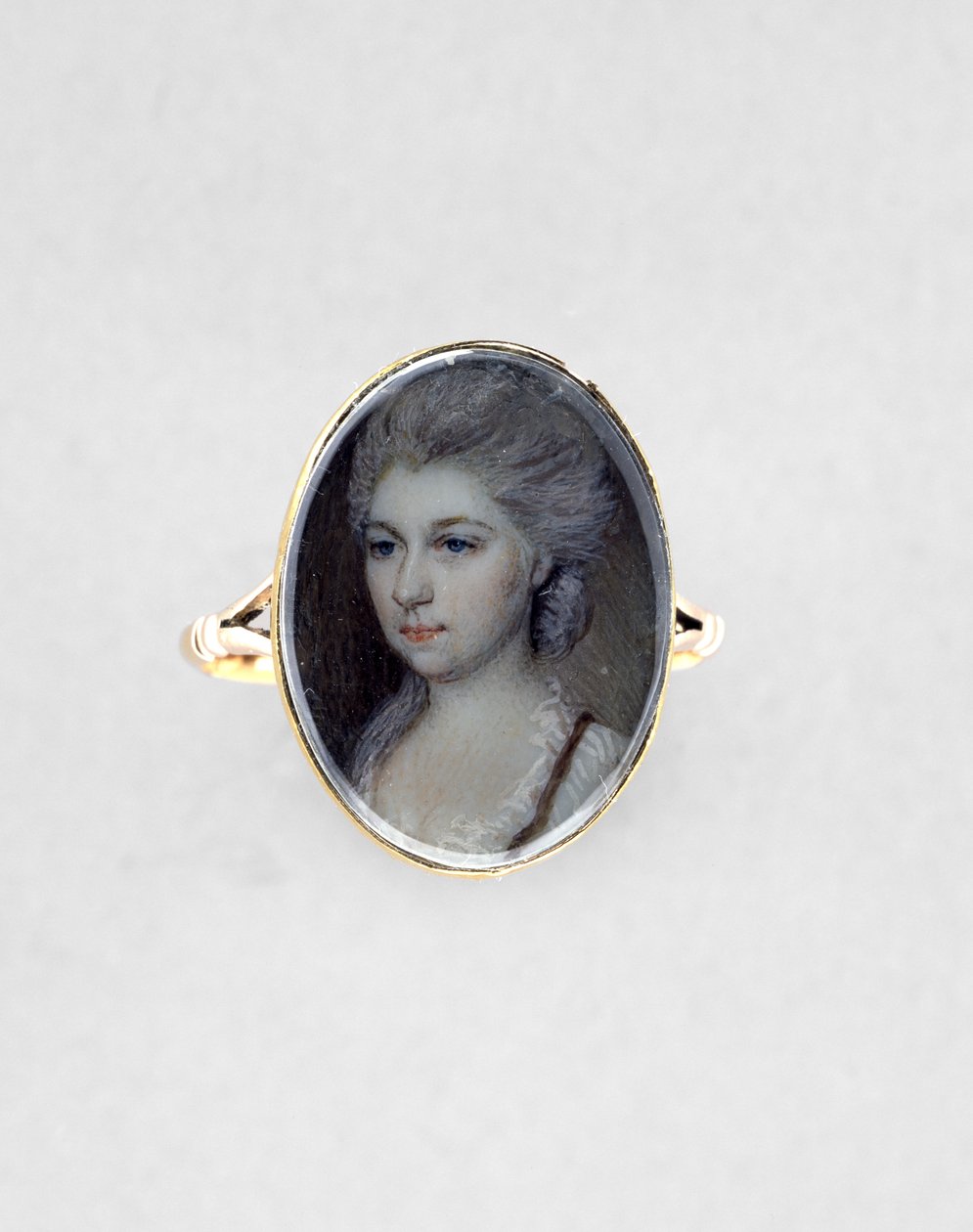 Ring med portræt af en kvinde, ca. 1780-90 (akvarel på elfenben af English School
