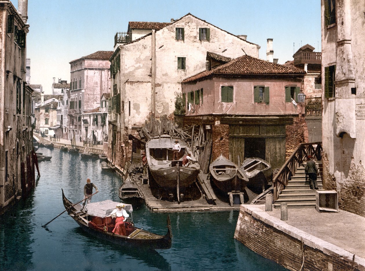 Rio della Botisella, Venedig (håndfarvet foto) af English School
