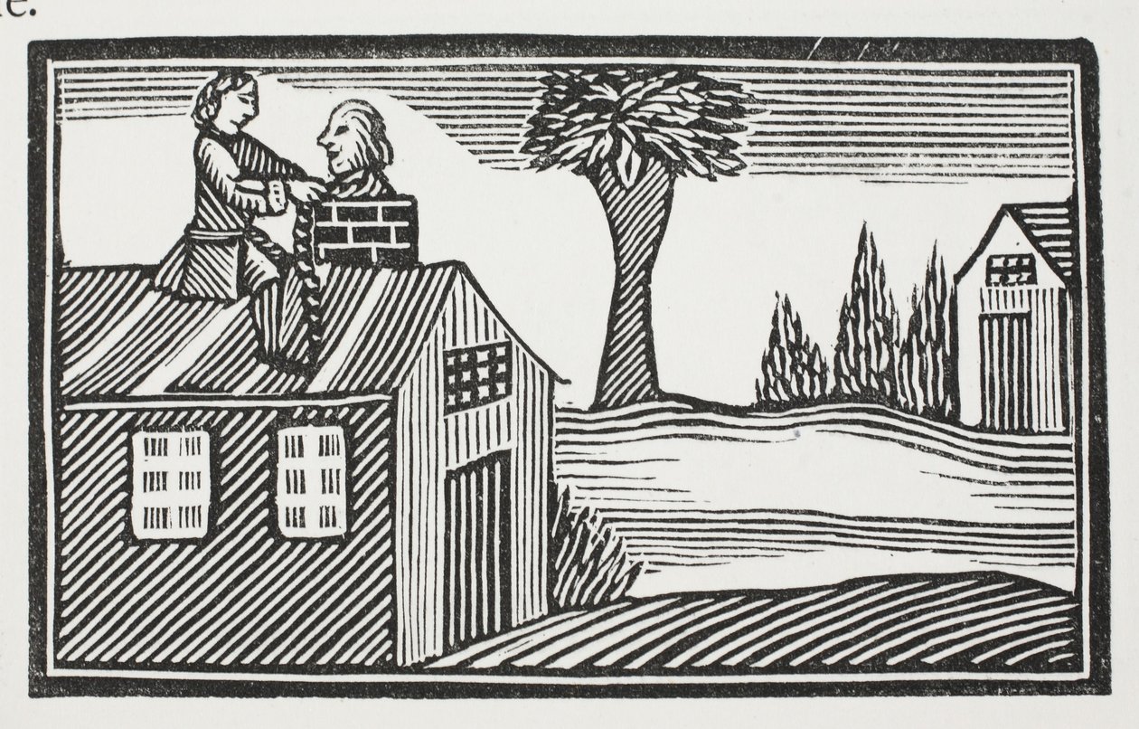 Røver huset for dets bacon, illustration fra Chap-books of the Eighteenth Century af John Ashton, pub. 1882 af English School