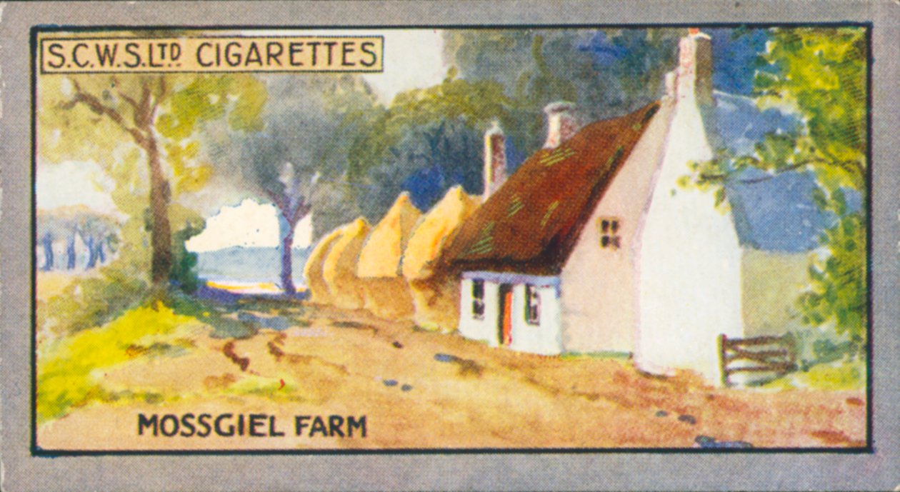 Robert Burns: Mossgiel Farm (farvelitografi) af English School