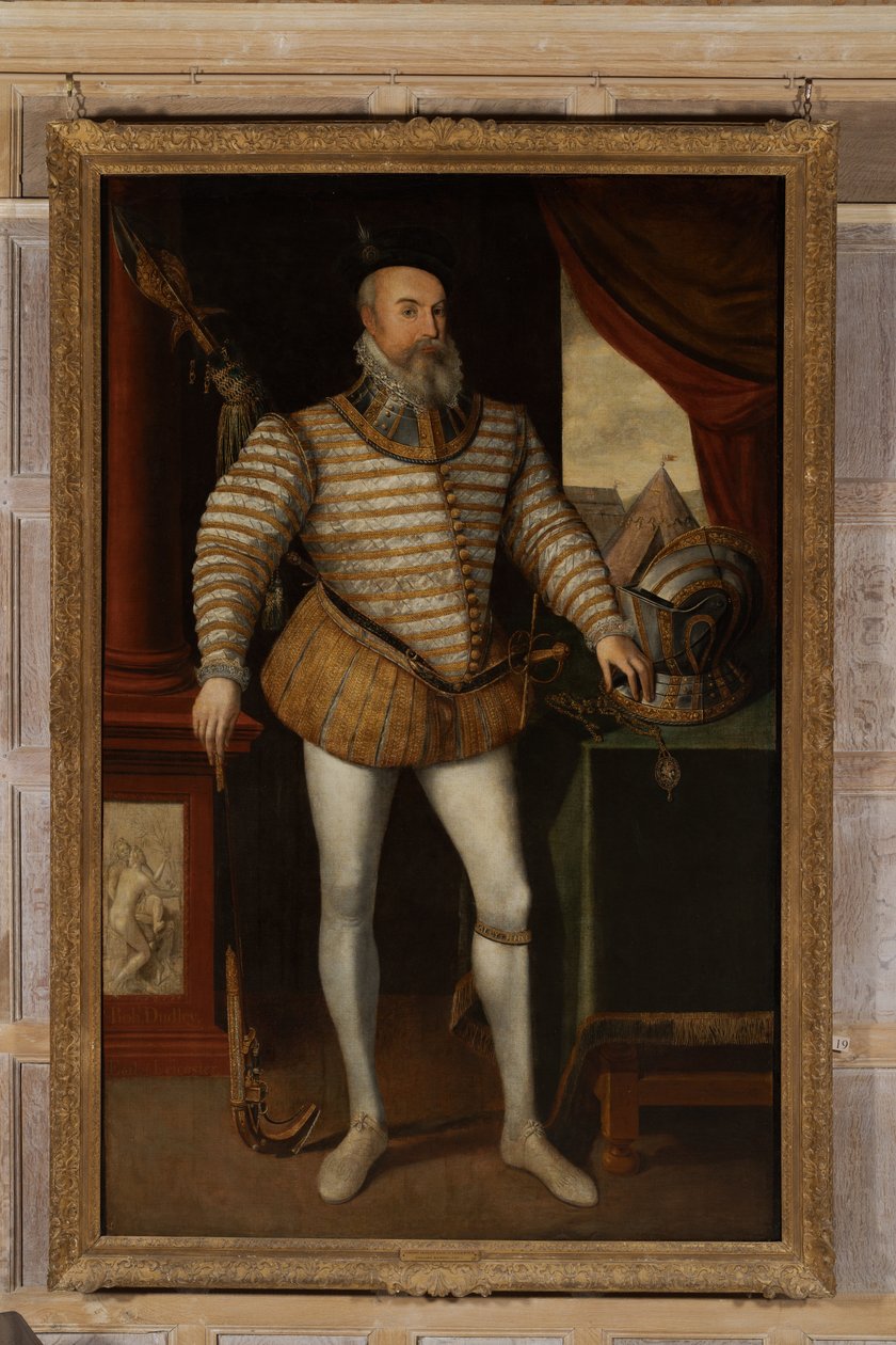 Robert Dudley, Earl of Leicester, c.1532-88 (olie på lærred) af English School