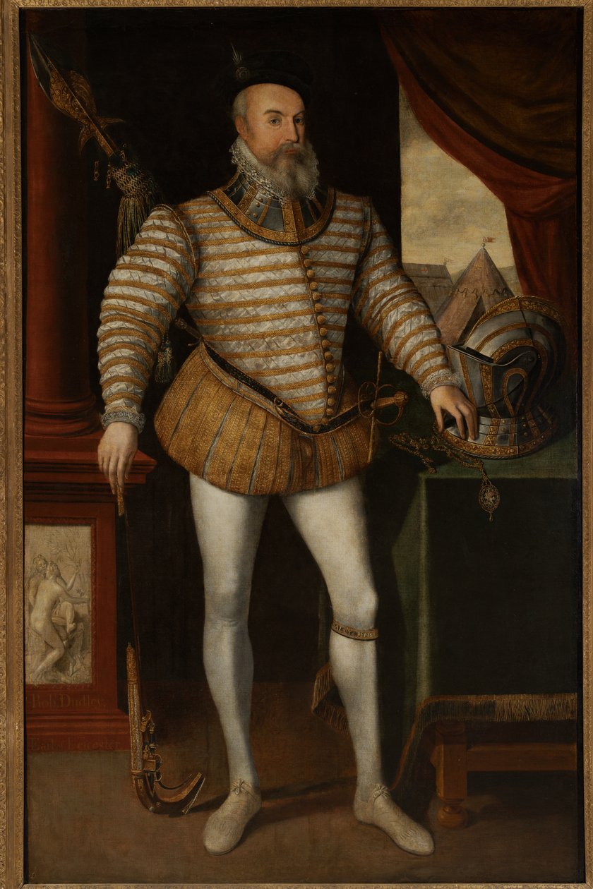 Robert Dudley, jarl af Leicester, ca. 1532-88 (olie på lærred) af English School