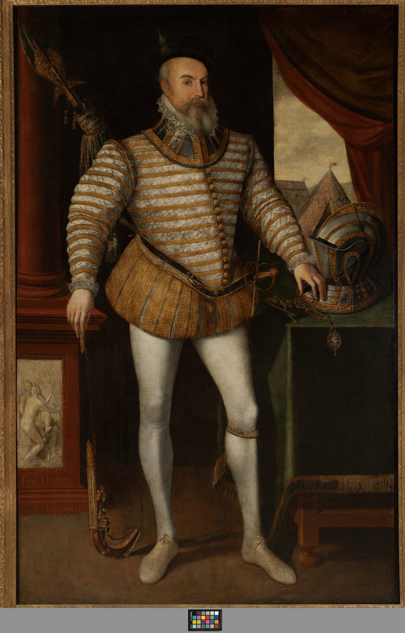 Robert Dudley, jarl af Leicester, ca. 1532-88 (olie på lærred) af English School