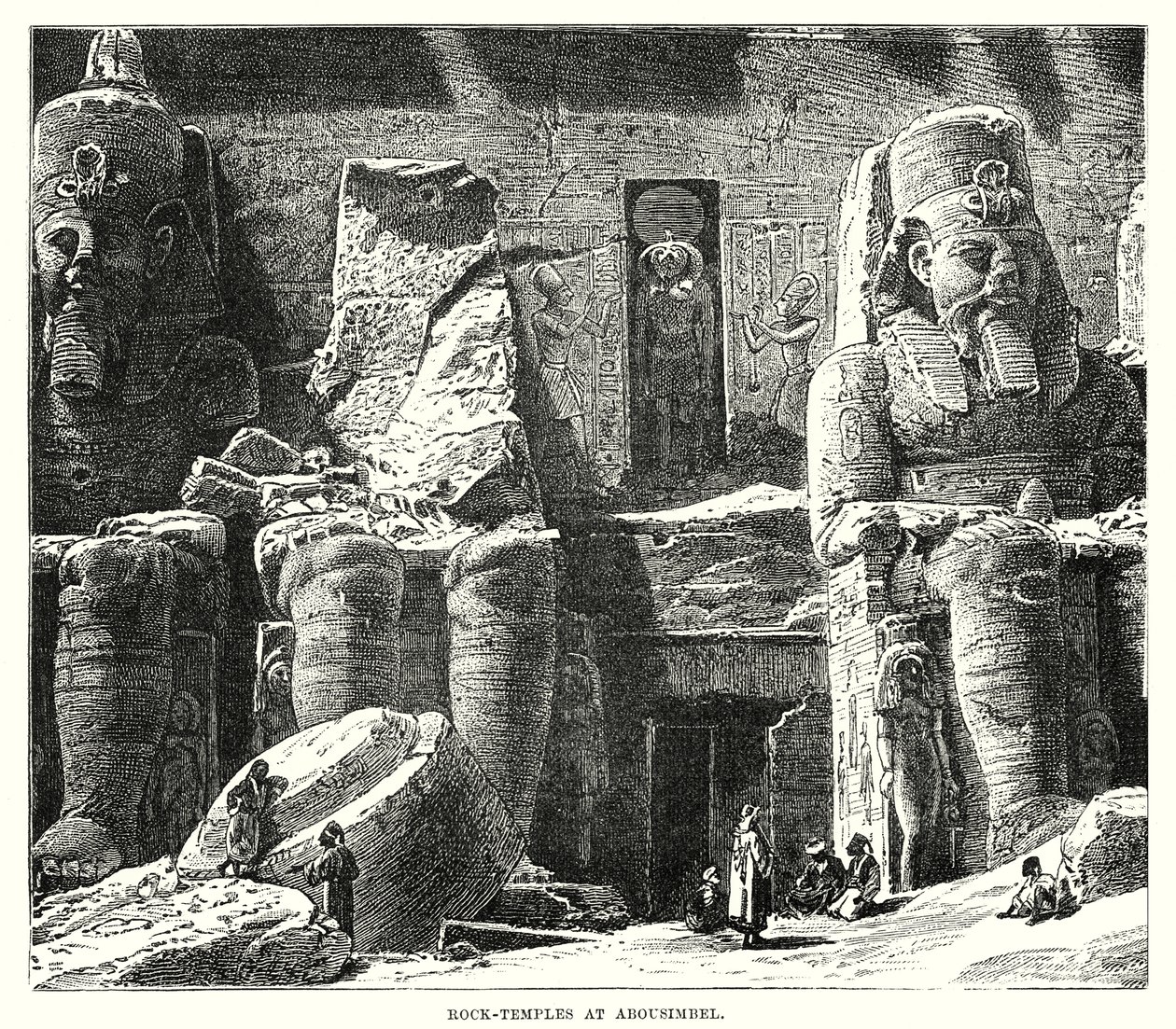 Klippetempler ved Abousimbel (gravering) af English School
