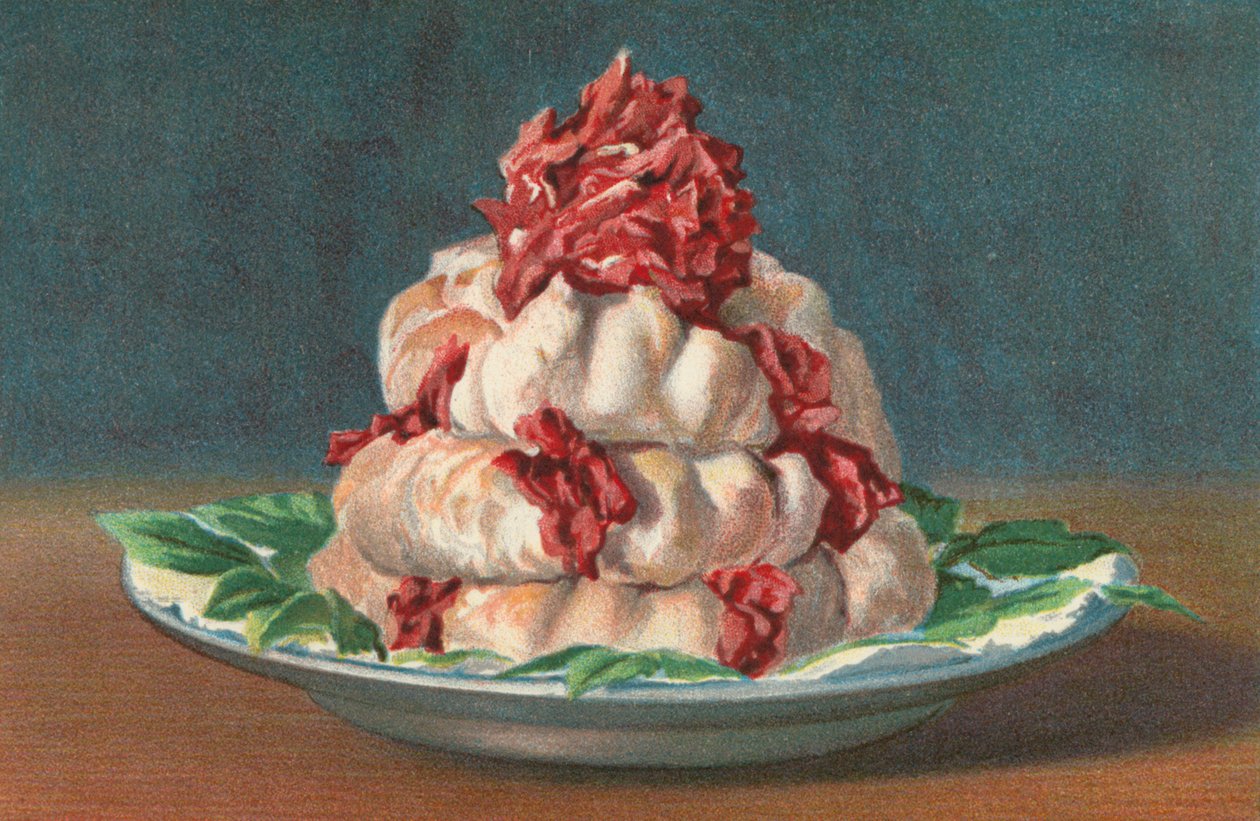 Rose Meringue (farvelitografi) af English School