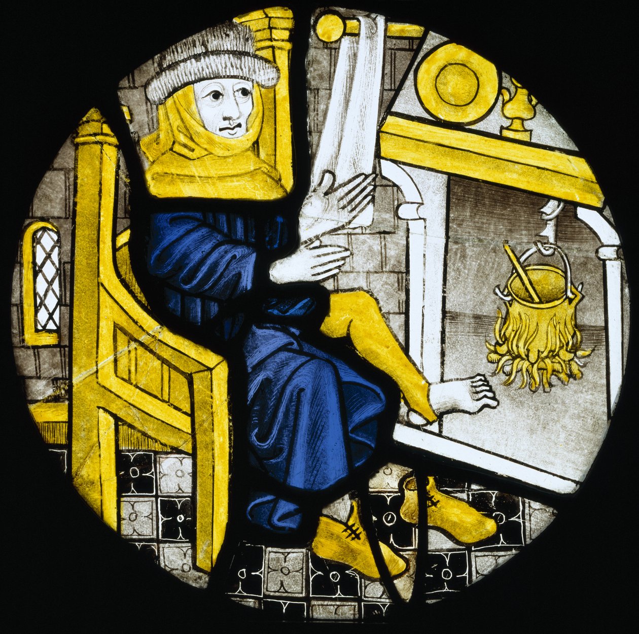 Rundel, der afbilder februar måned, slutningen af det 15. århundrede (farvet glas) af English School