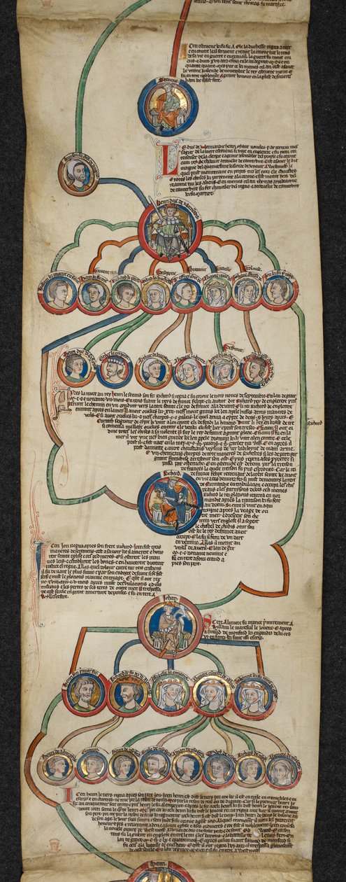 Royal 14 B. VI, Membrane 6, The Royal Genealogy from Steven to John, illustration fra 