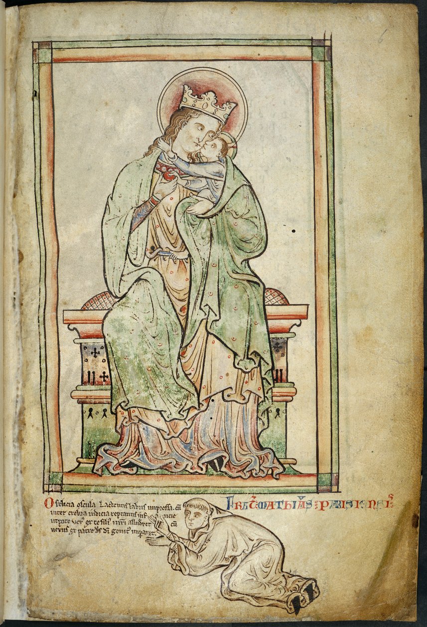 Kongelig 14 C. VII, f.6 Jomfru og barn med kunstner, illustration fra 