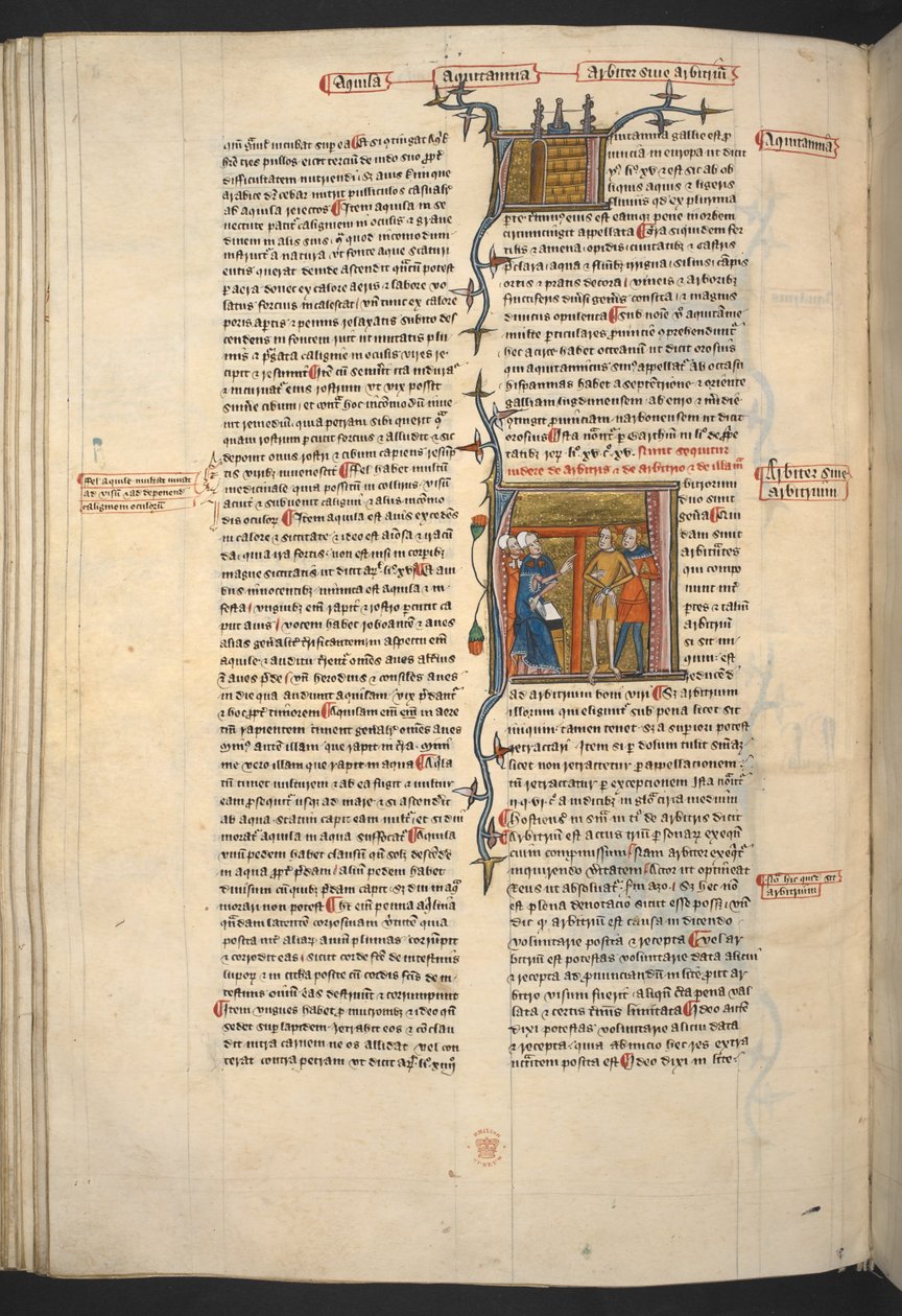 Royal 6 E VI, f.128v Arbiter, Arbitrium (dommer, afgørelse), fra 