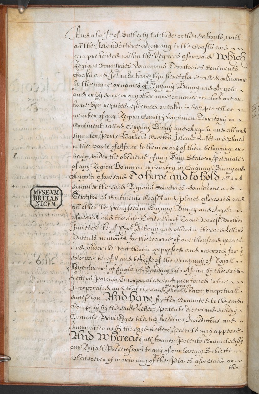 Royal Charter udstedt til Royal English Merchant Adventurers Company, der drev handel til Afrika af English School