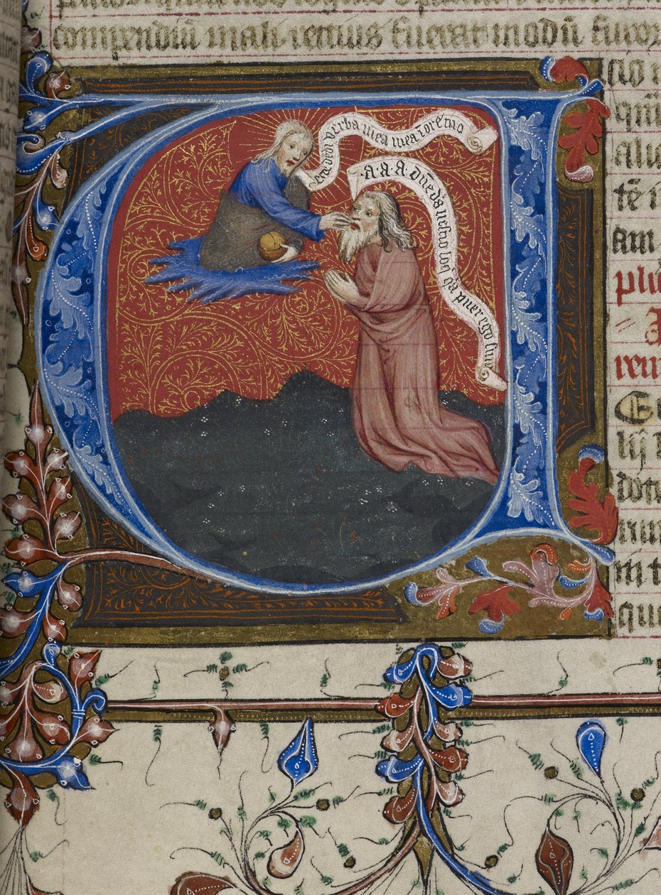 Royal MS 1 E IX, f.193 Jeremias inspireret af Gud (vellum) af English School