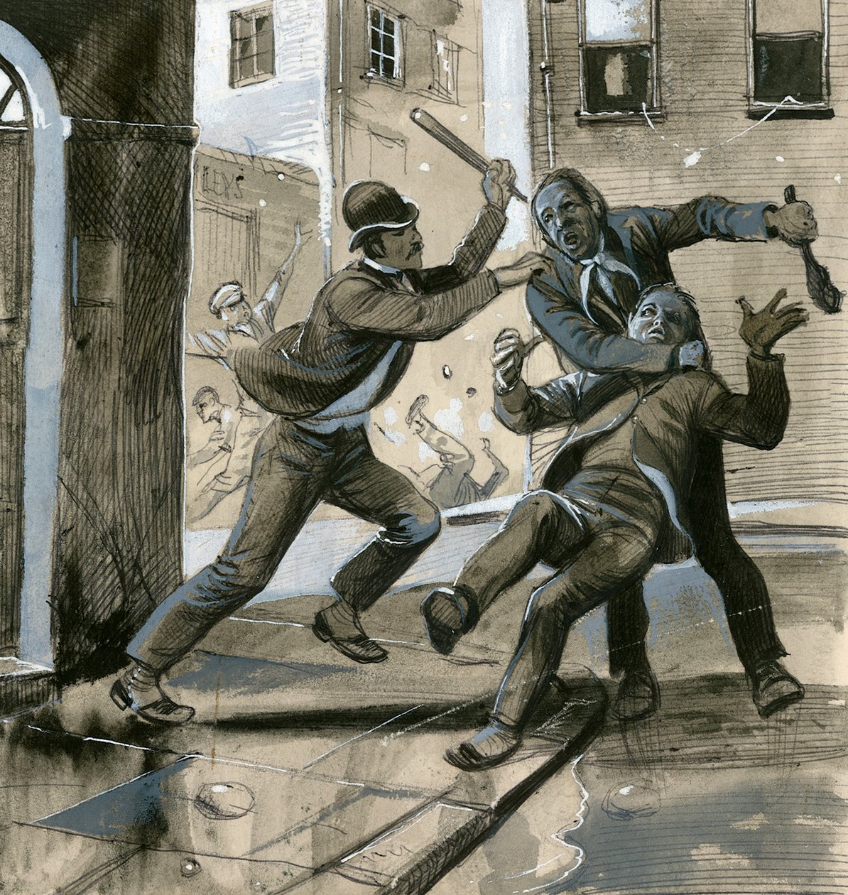 Royal Marines som civilklædte politifolk i 1882 for at hjælpe politiet i Dublin mod 