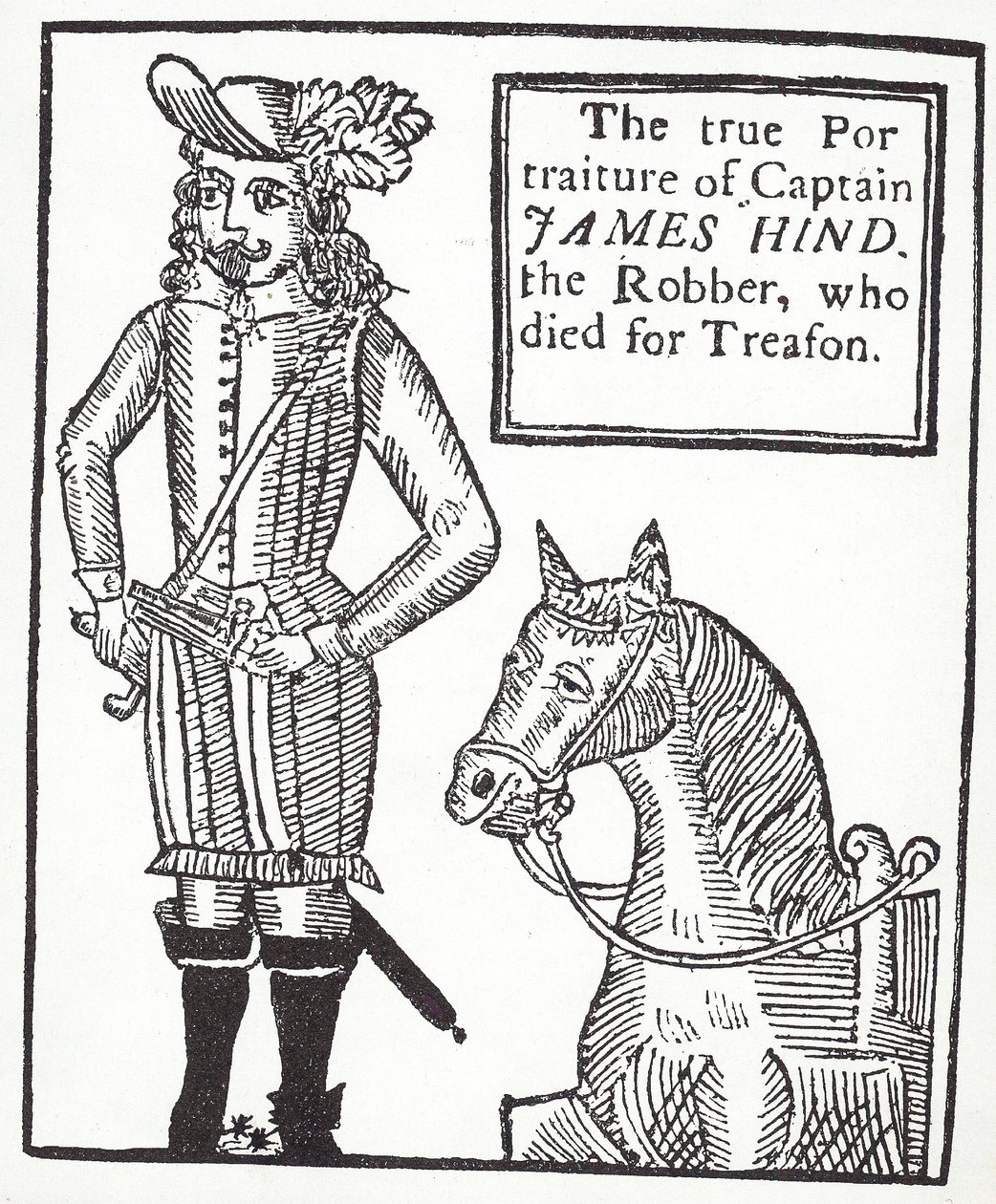 Royalistisk landevejsmand James Hind (gravering) af English School