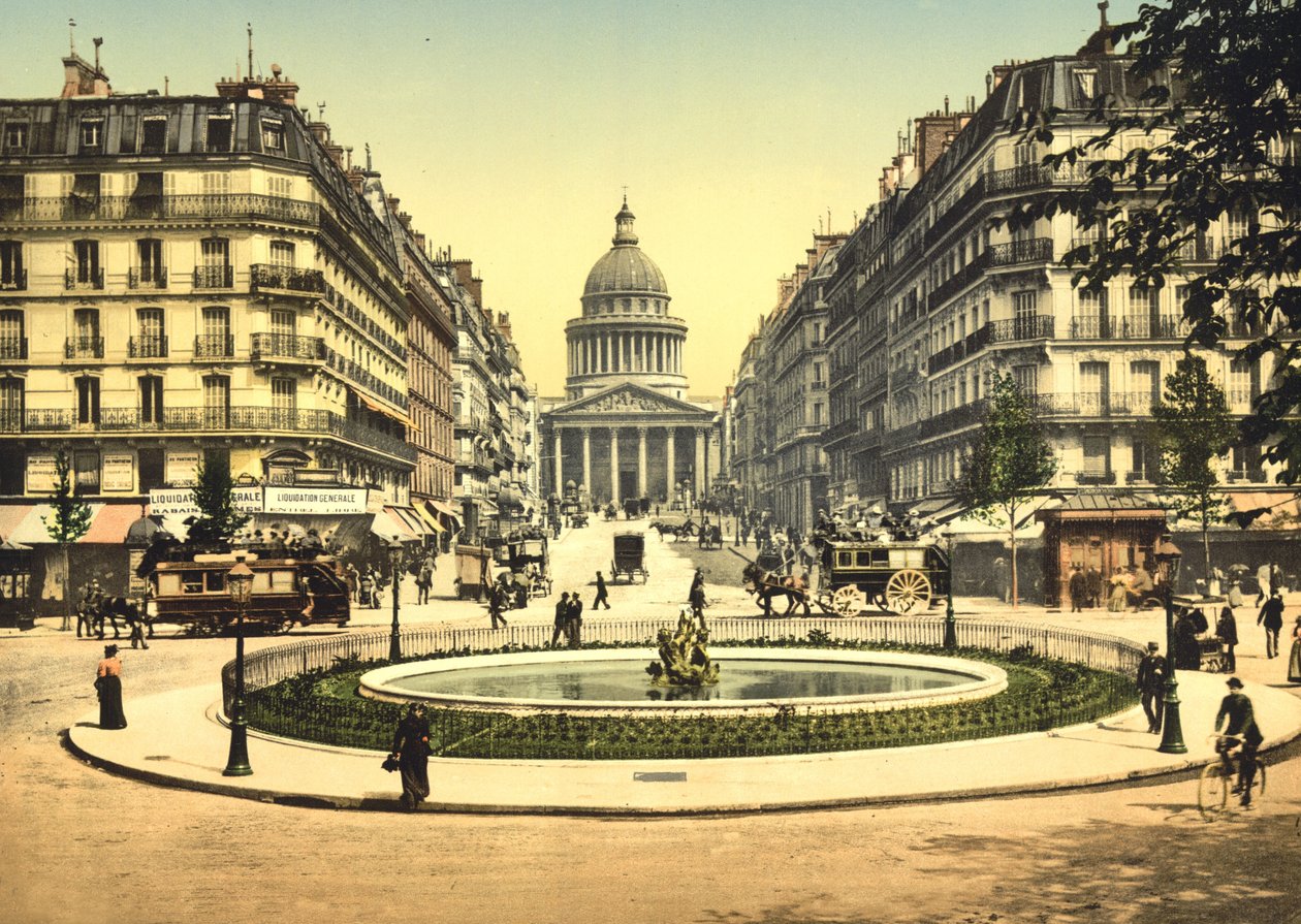Rue Soufflot, Paris (håndfarvet foto) af English School